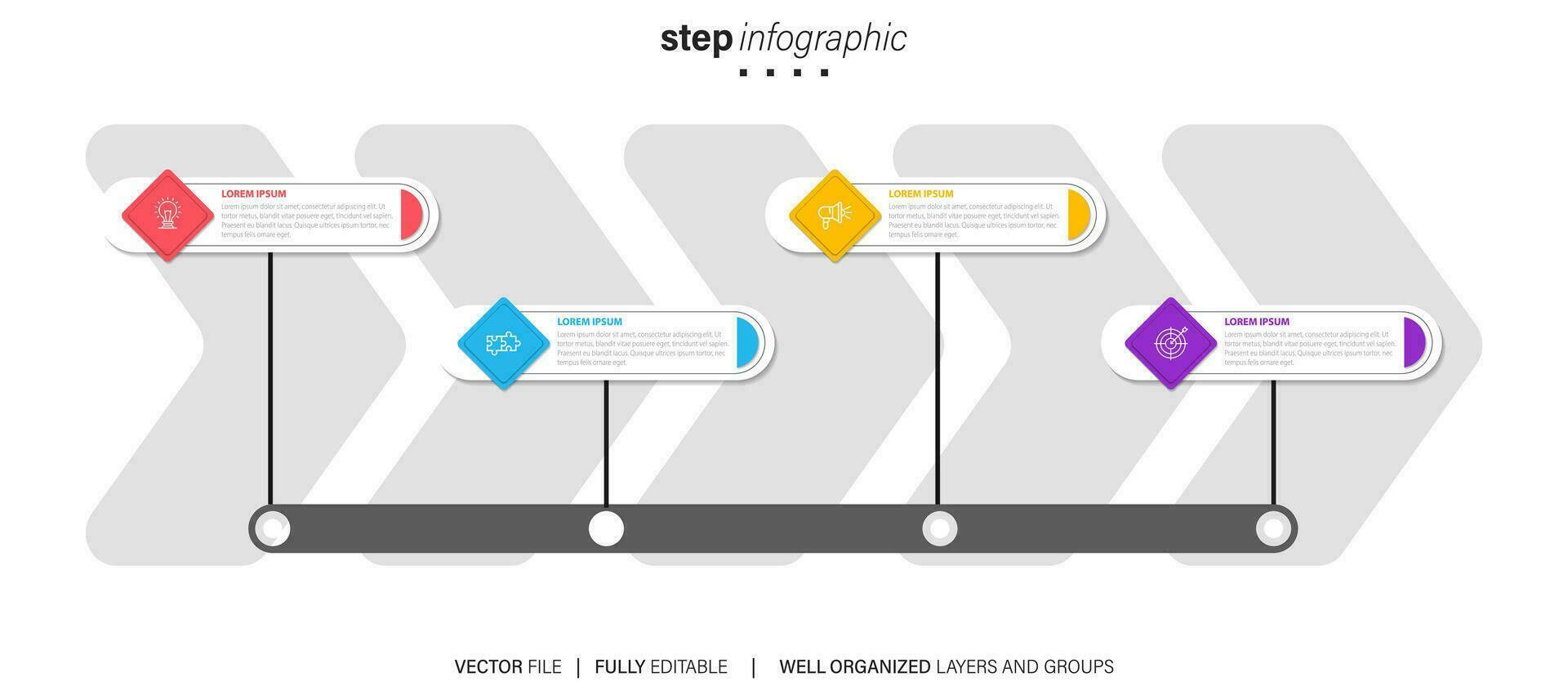 plantilla de infografía empresarial. etiqueta de diseño de línea delgada con icono y 4 opciones, pasos o procesos. vector