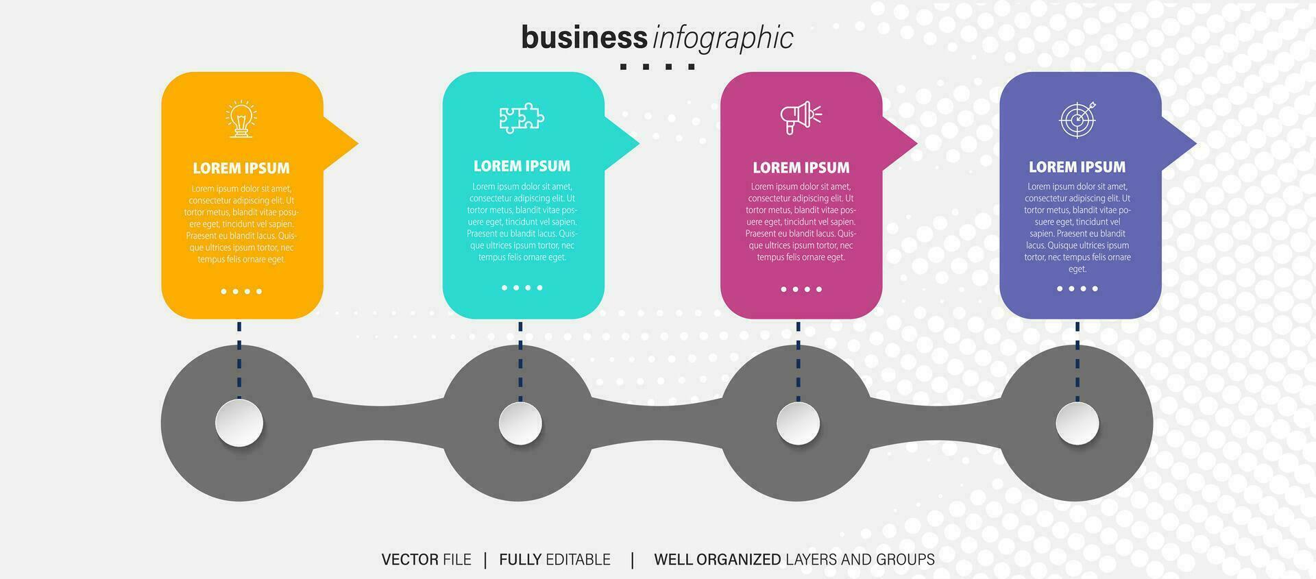 Business infographic template. Thin line design label with icon and 4 options, steps or processes. vector