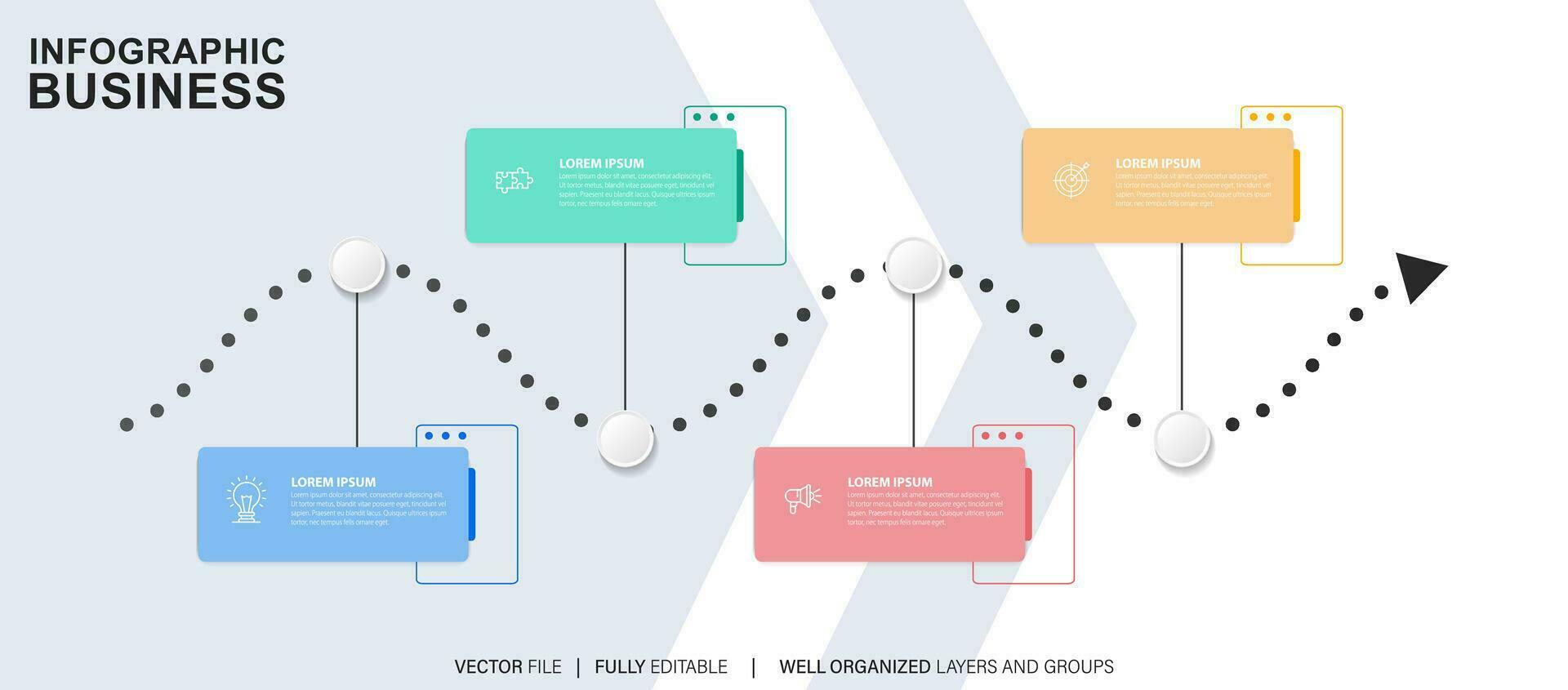 cronograma infografía Delgado línea diseño con iconos modelo para grafico, diagrama, presentaciones negocio concepto con 4 4 opciones vector ilustración.