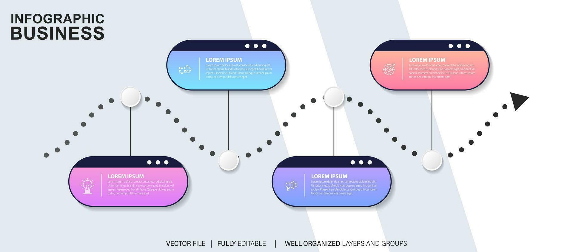 Timeline infographic thin line design with icons. Template for graph, diagram, presentations. Business concept with 4 options. Vector illustration.