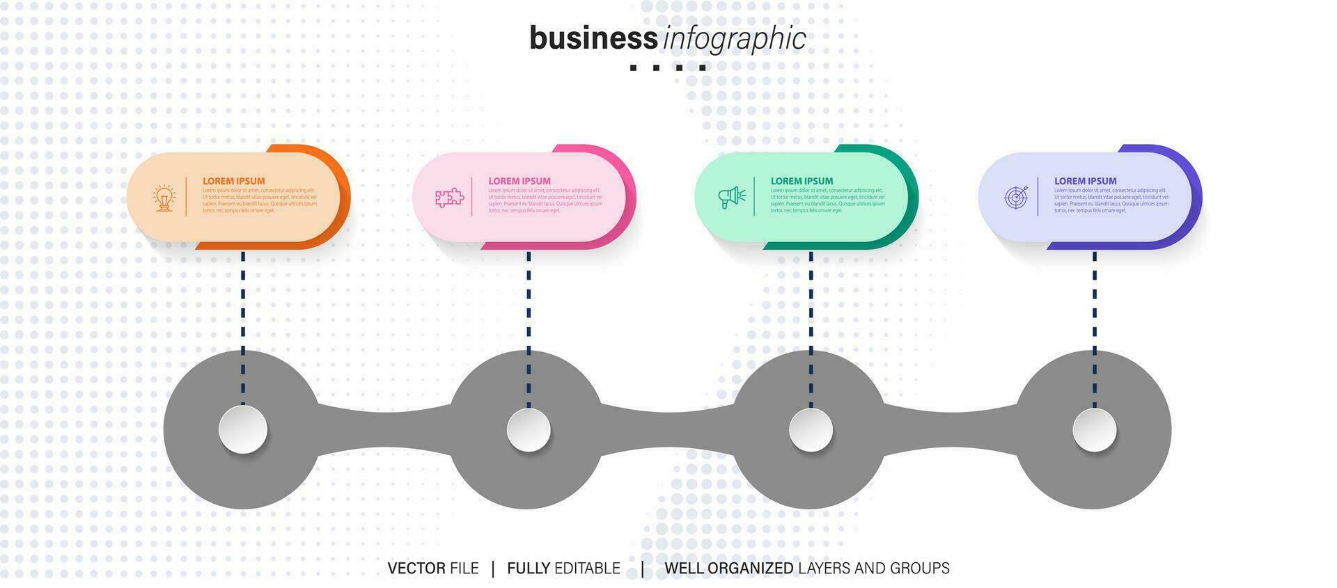 Timeline infographic thin line design with icons. Template for graph, diagram, presentations. Business concept with 4 options. Vector illustration.