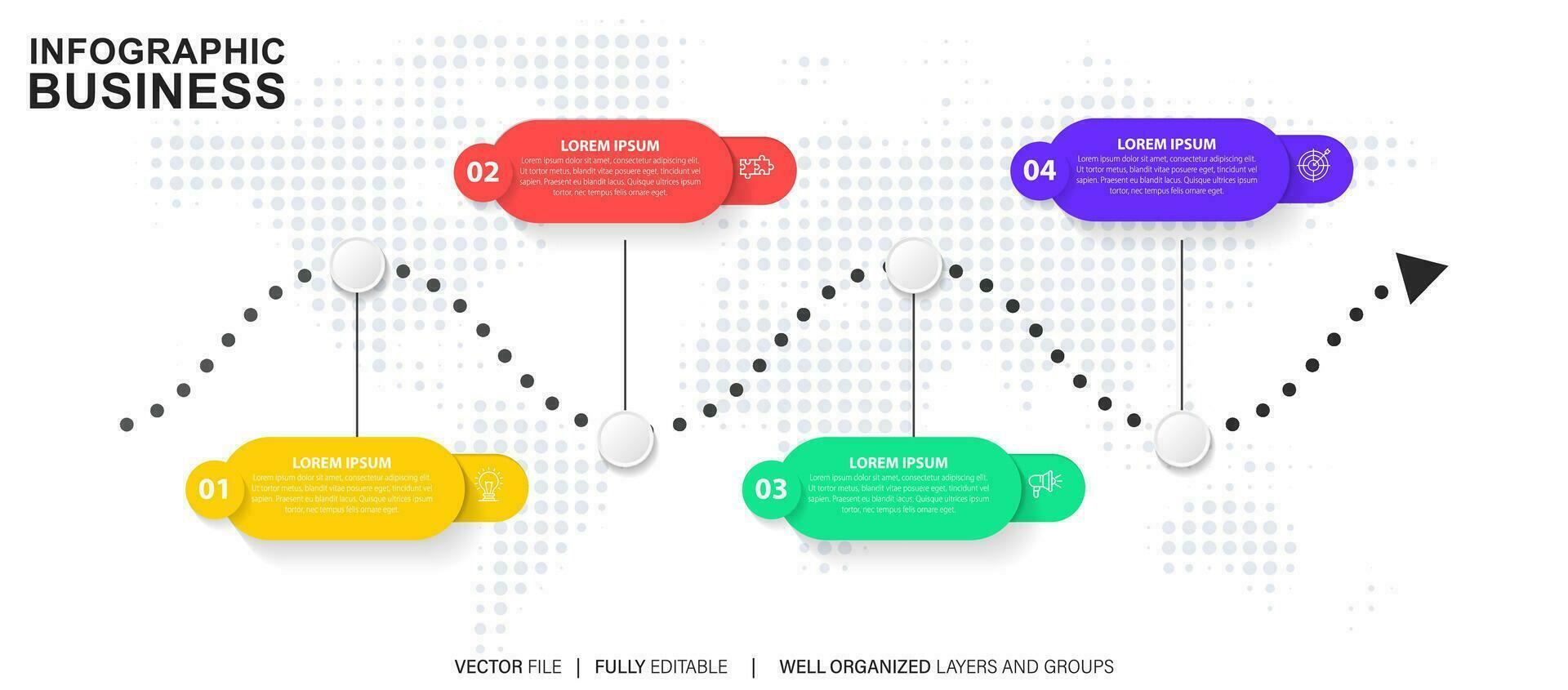 Business infographic template. Thin line design label with icon and 4 options, steps or processes. vector