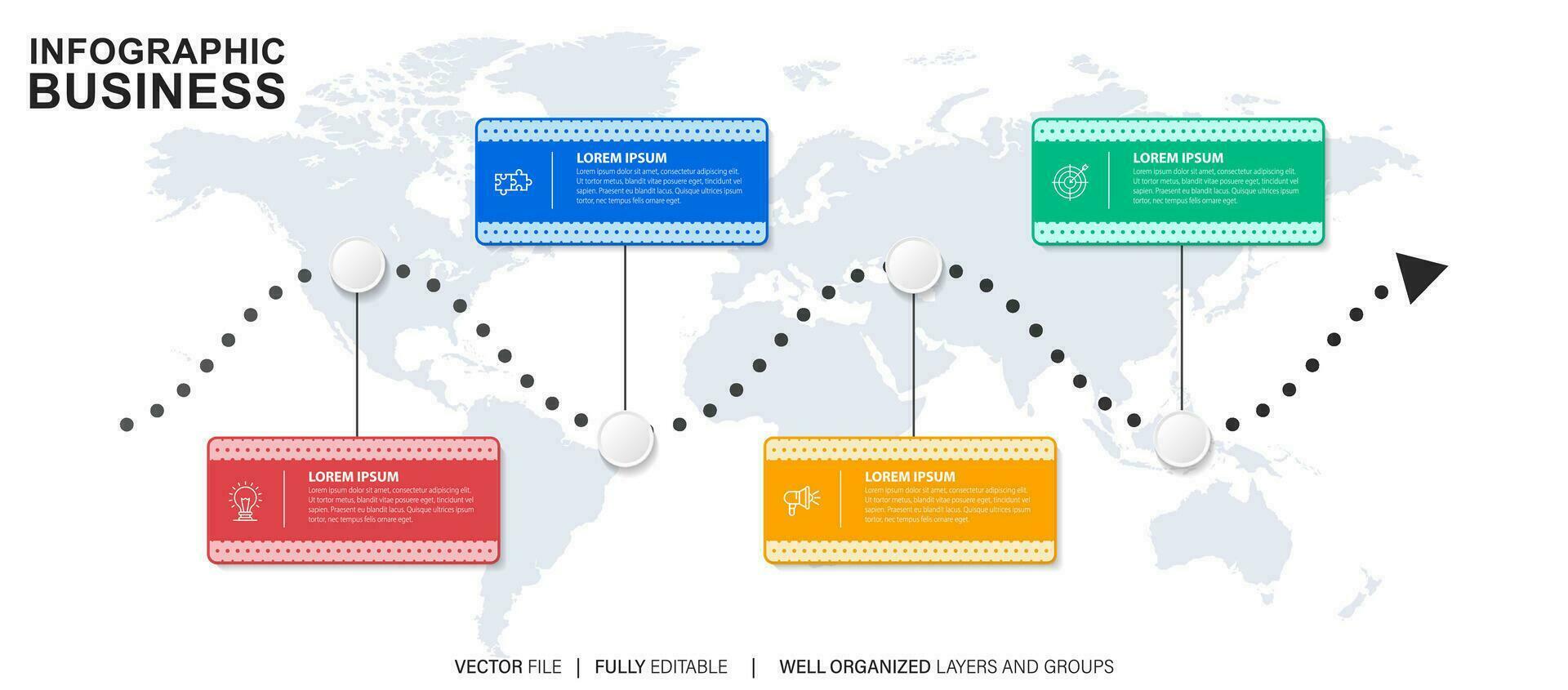 Business infographic template. Thin line design label with icon and 4 options, steps or processes. vector