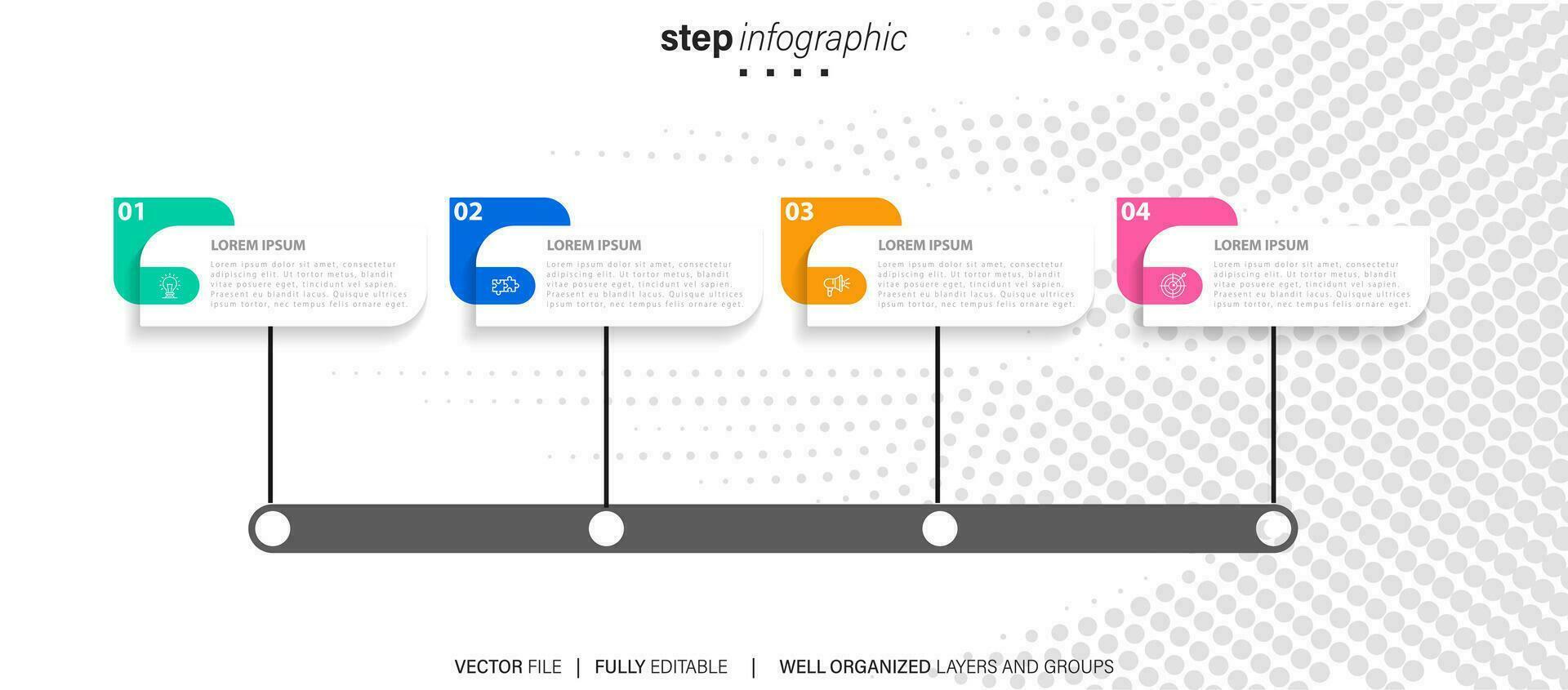 Timeline infographic thin line design with icons. Template for graph, diagram, presentations. Business concept with 4 options. Vector illustration.