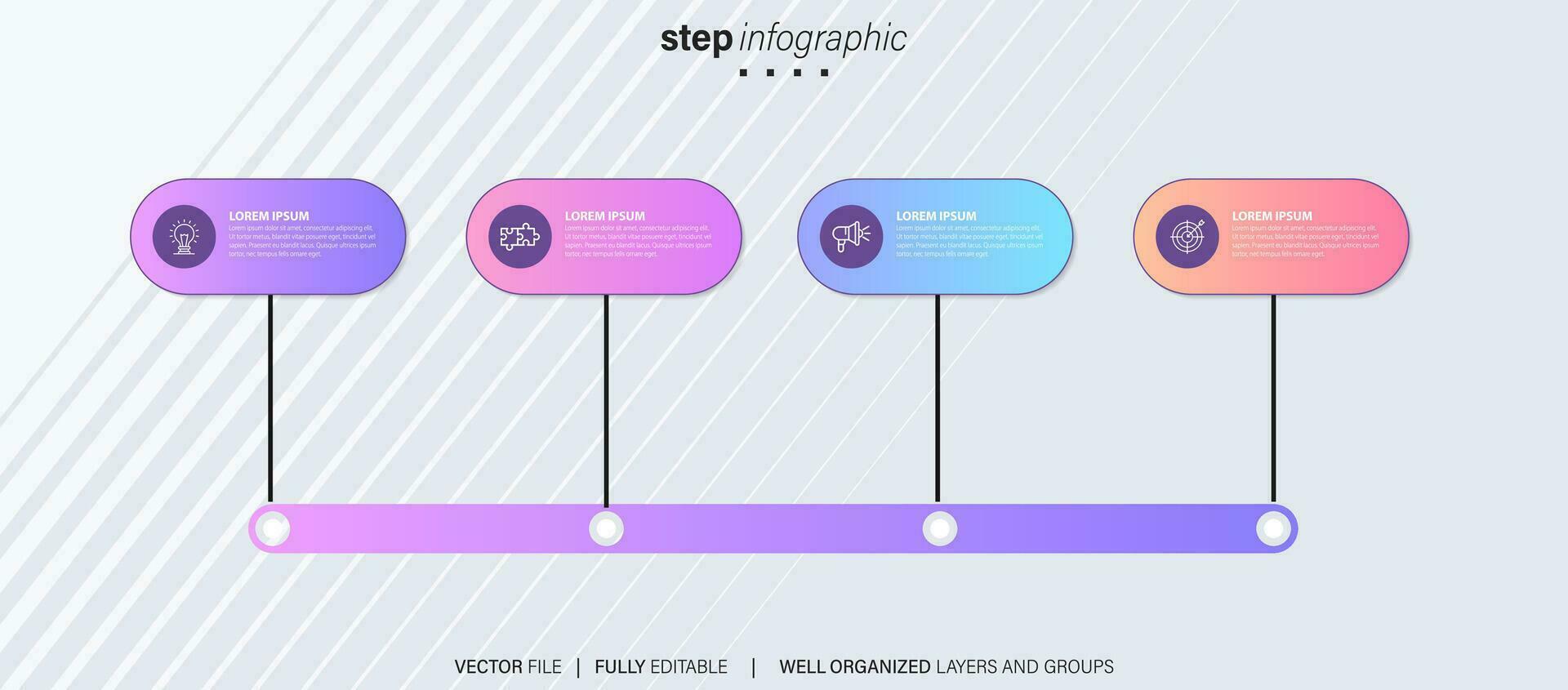 Timeline infographic thin line design with icons. Template for graph, diagram, presentations. Business concept with 4 options. Vector illustration.
