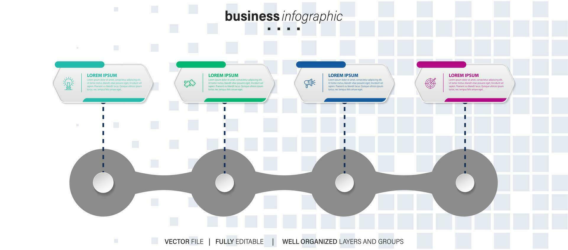Timeline infographic thin line design with icons. Template for graph, diagram, presentations. Business concept with 4 options. Vector illustration.