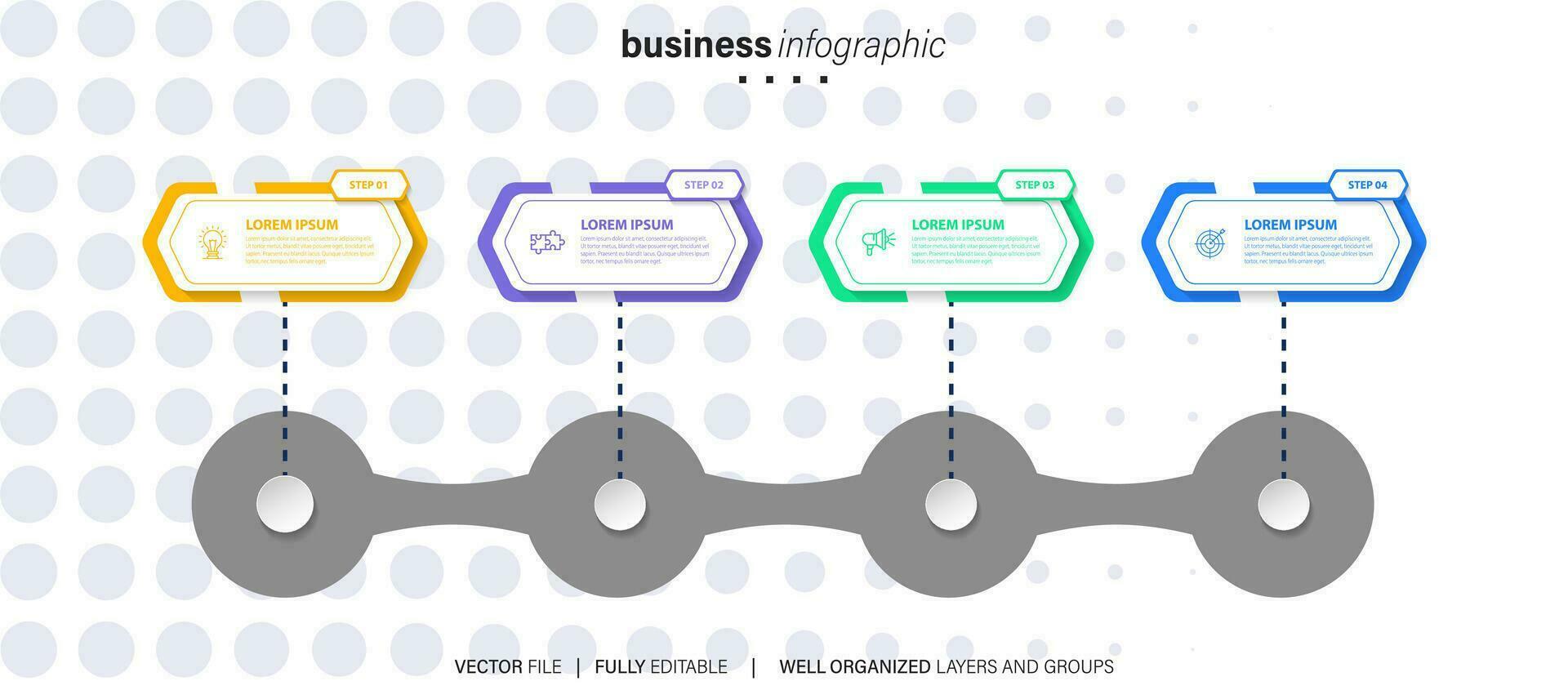 Timeline infographic thin line design with icons. Template for graph, diagram, presentations. Business concept with 4 options. Vector illustration.