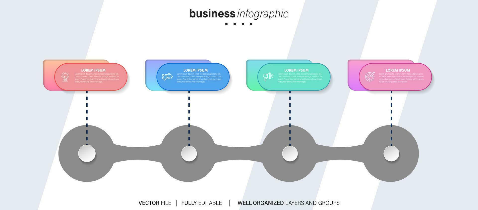 cronograma infografía Delgado línea diseño con iconos modelo para grafico, diagrama, presentaciones negocio concepto con 4 4 opciones vector ilustración.