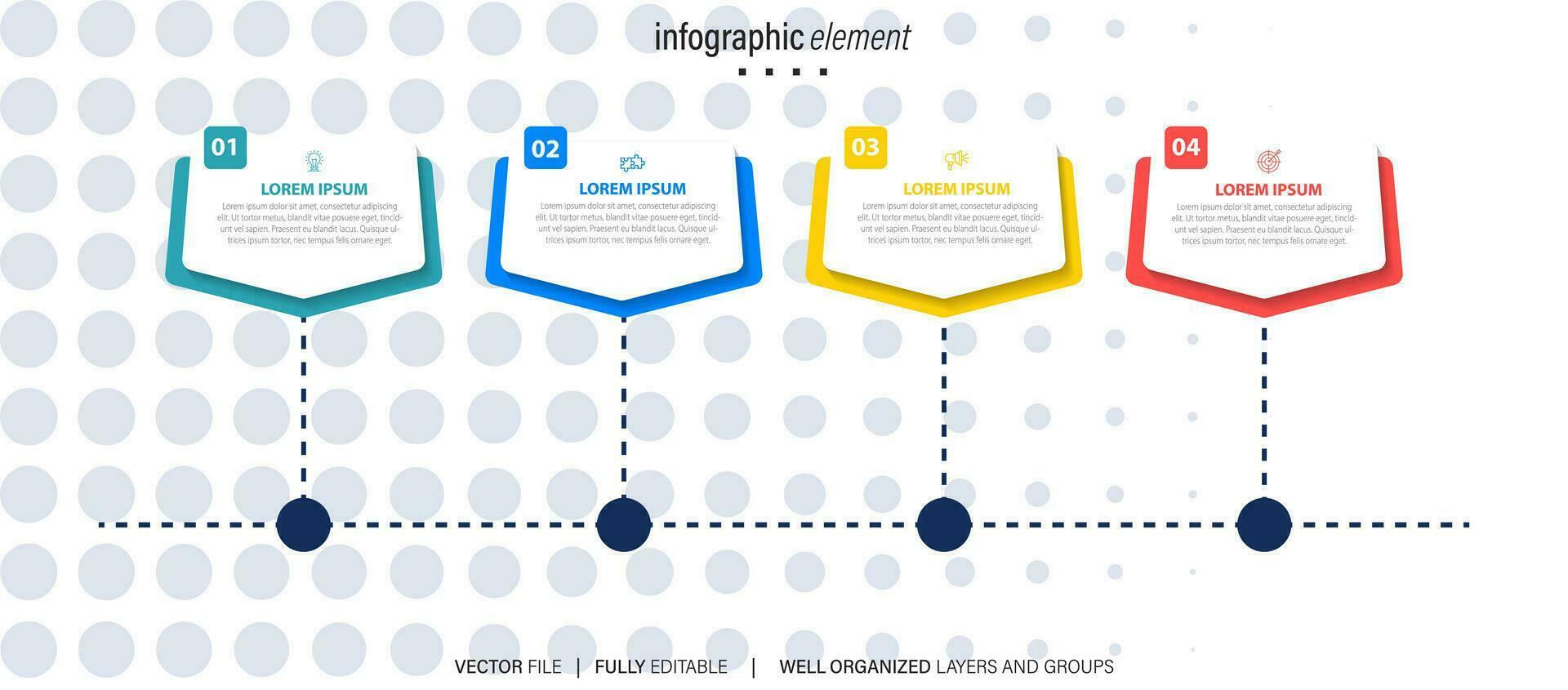 iconos de infografía de línea de tiempo de mapa de ruta de negocios diseñados para plantilla de fondo abstracto elemento de hito diagrama moderno tecnología de proceso marketing digital presentación de datos gráfico ilustración vectorial vector