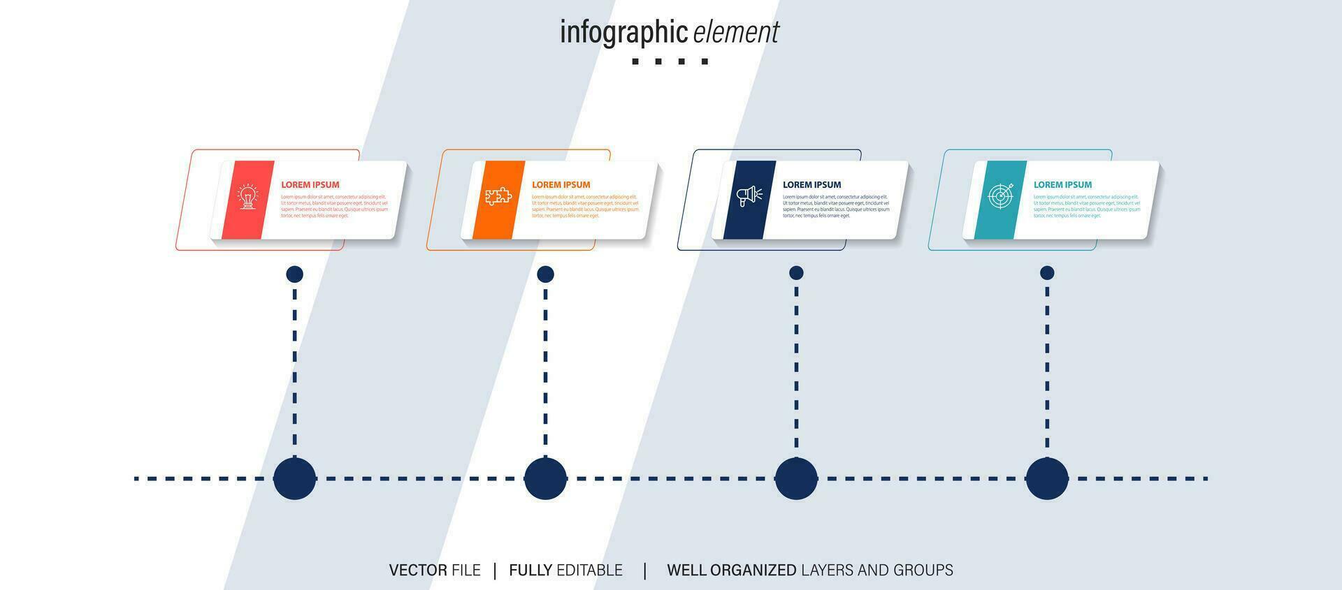 Modern flat timeline with colorful infographic templates icons vector