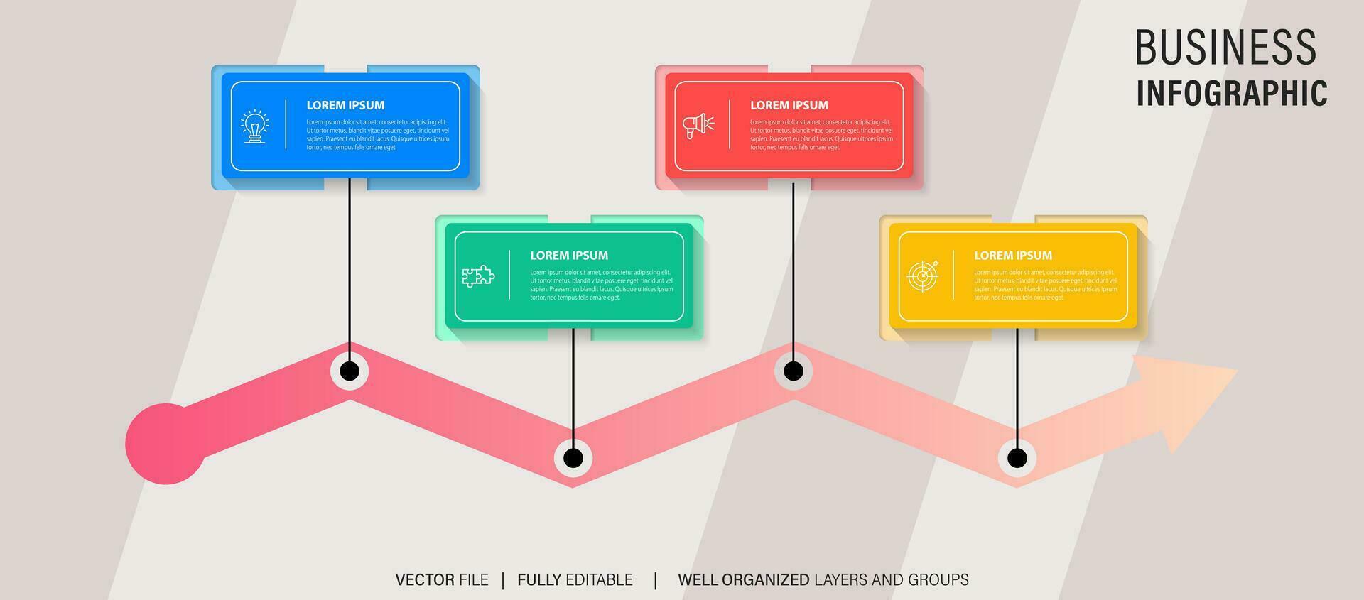 moderno negocio infografía para empresa hitos cronograma modelo con plano iconos fácil a utilizar para tu sitio web o presentación. vector