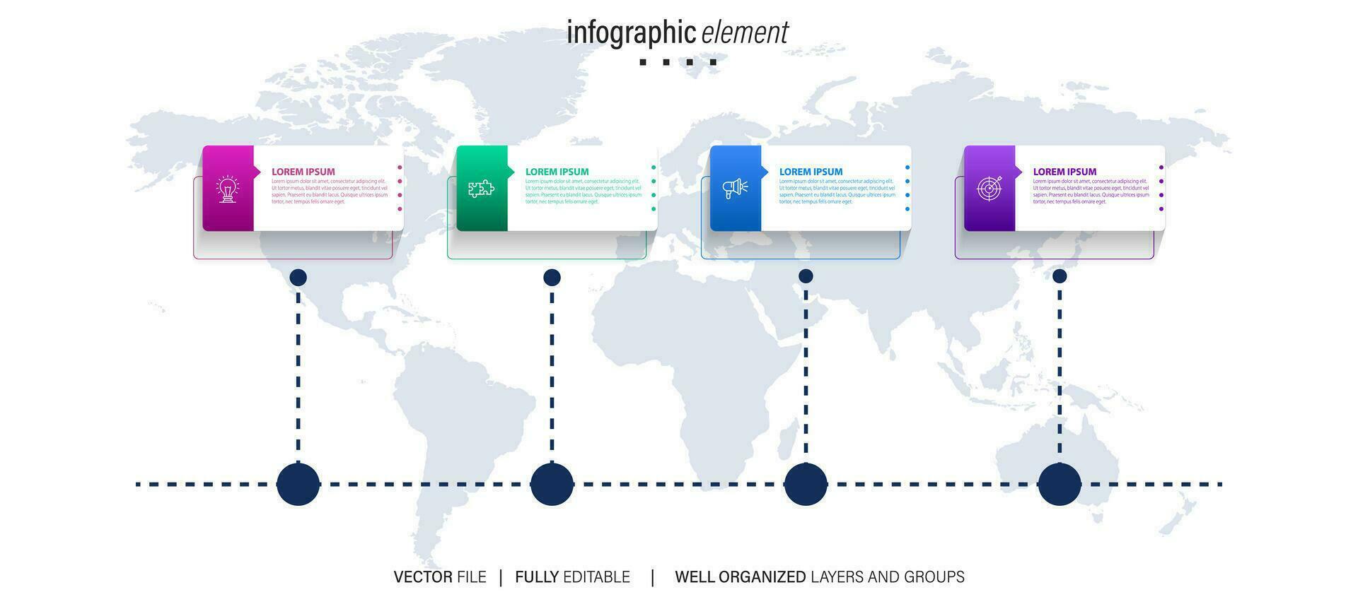 infografía diseño modelo. cronograma concepto con 4 4 pasos vector