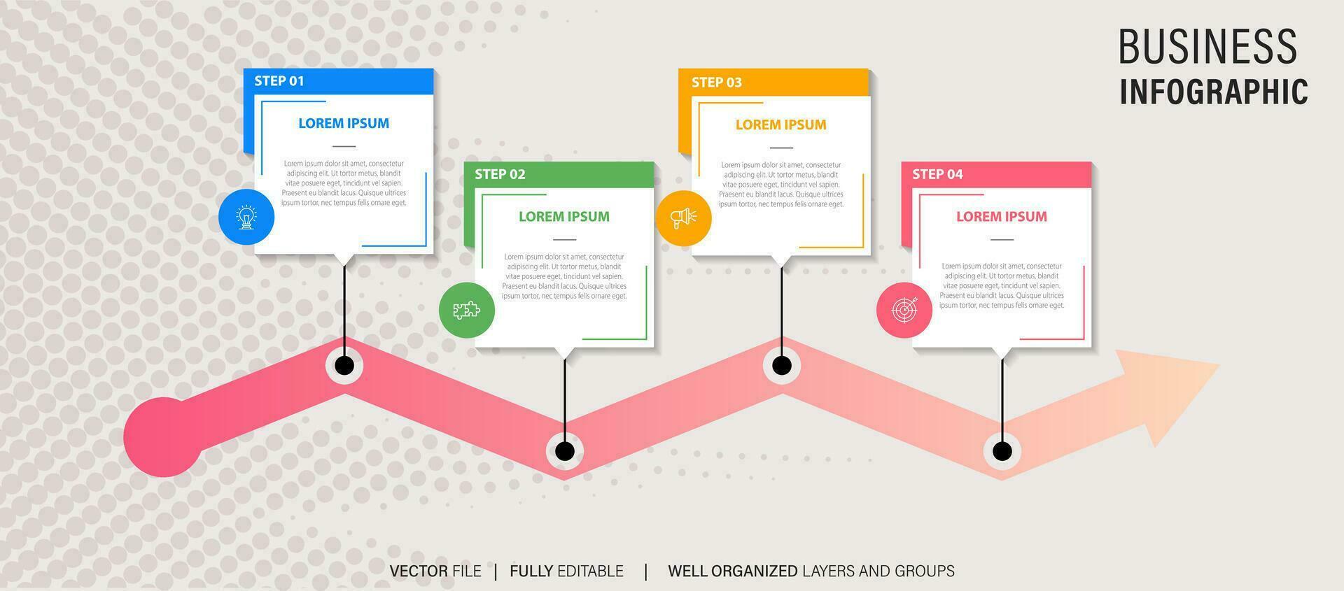 Thin line timeline minimal infographic concept with four periods vector