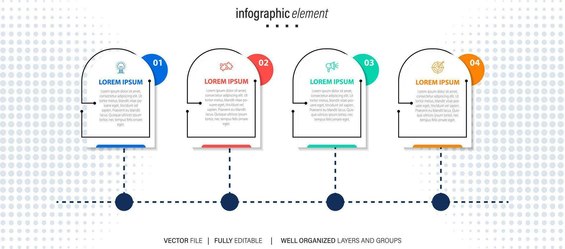 iconos de infografía de línea de tiempo de mapa de ruta de negocios diseñados para plantilla de fondo abstracto elemento de hito diagrama moderno tecnología de proceso marketing digital presentación de datos gráfico ilustración vectorial vector