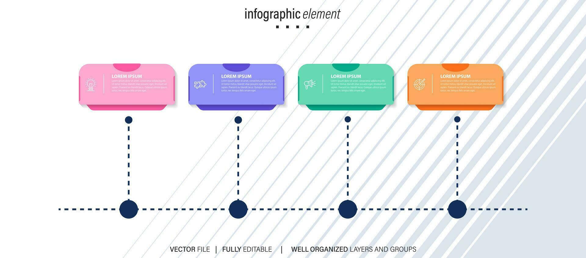 Thin line timeline minimal infographic concept with four periods vector