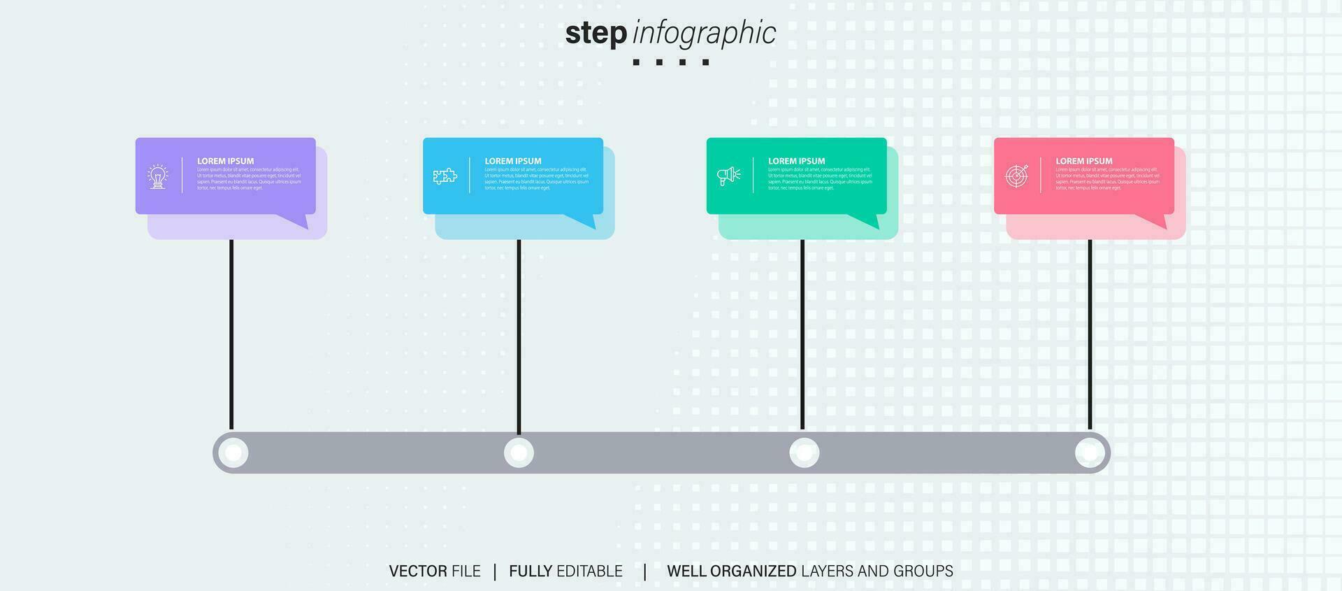 Vector infographic flat template circles for four label, diagram, graph, presentation. Business concept with 4 options. For content, flowchart, steps, timeline, workflow, marketing. EPS10