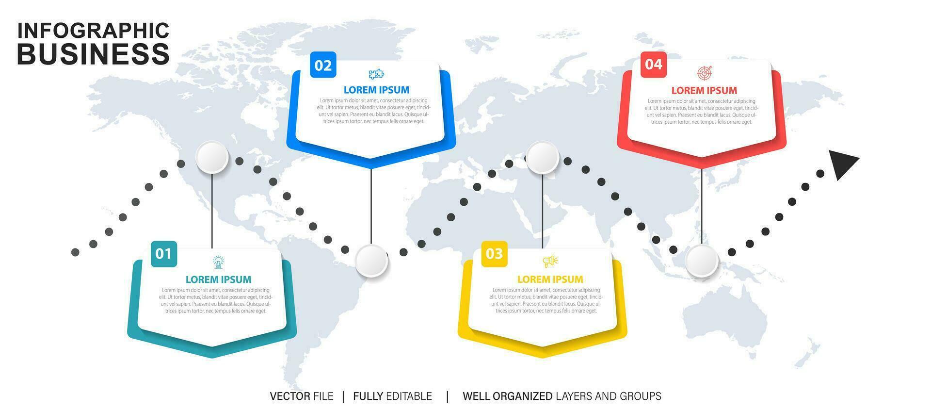 Modern flat timeline with colorful infographic templates icons vector