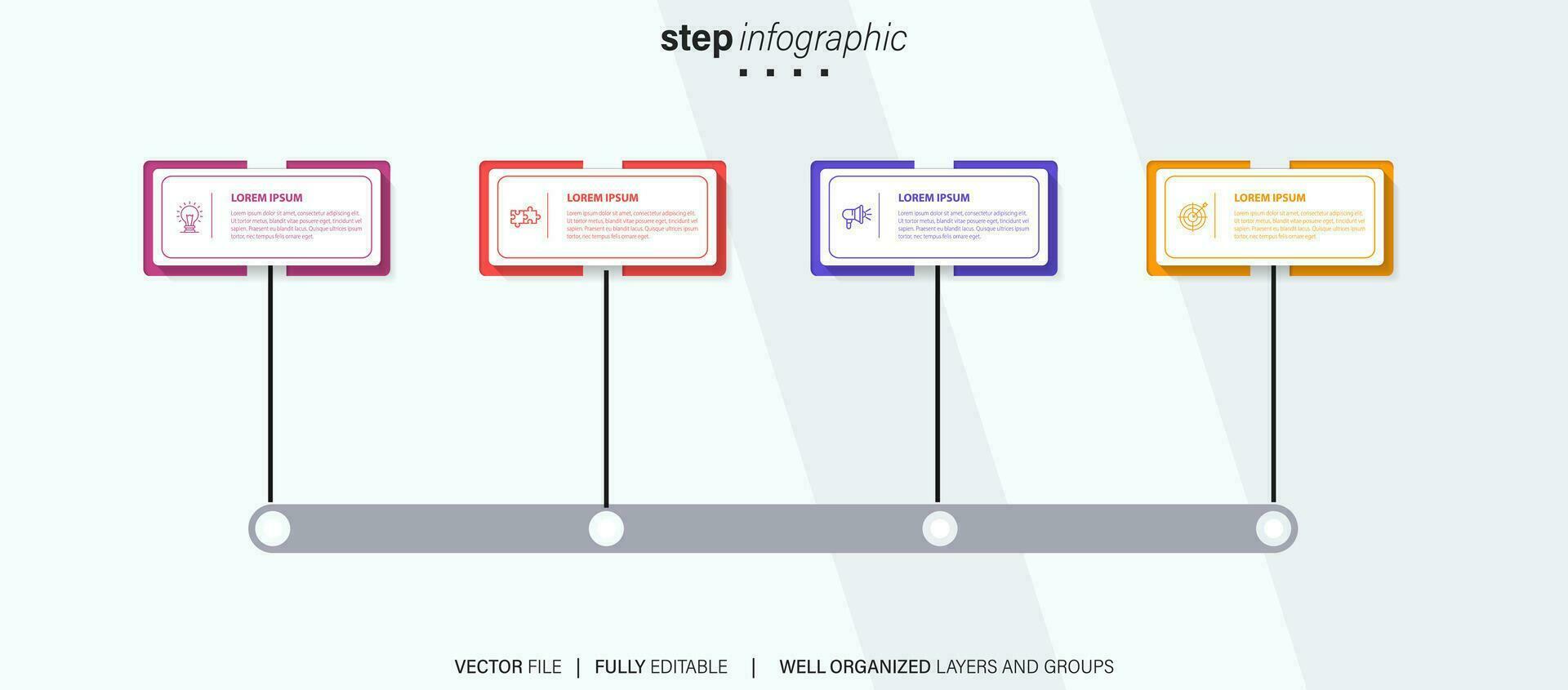 Vector infographic flat template circles for four label, diagram, graph, presentation. Business concept with 4 options. For content, flowchart, steps, timeline, workflow, marketing. EPS10