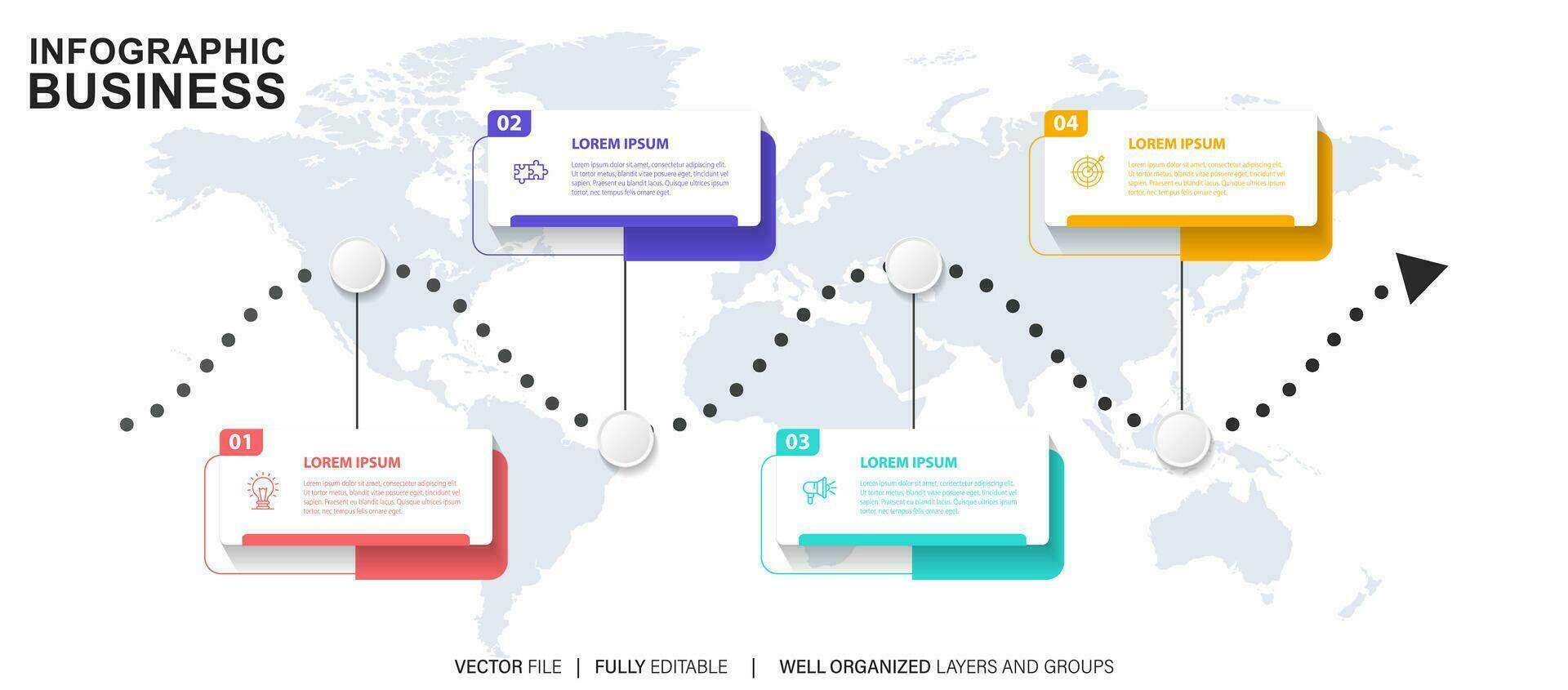 Business infographic template. Thin line design label with icon and 4 options, steps or processes. vector
