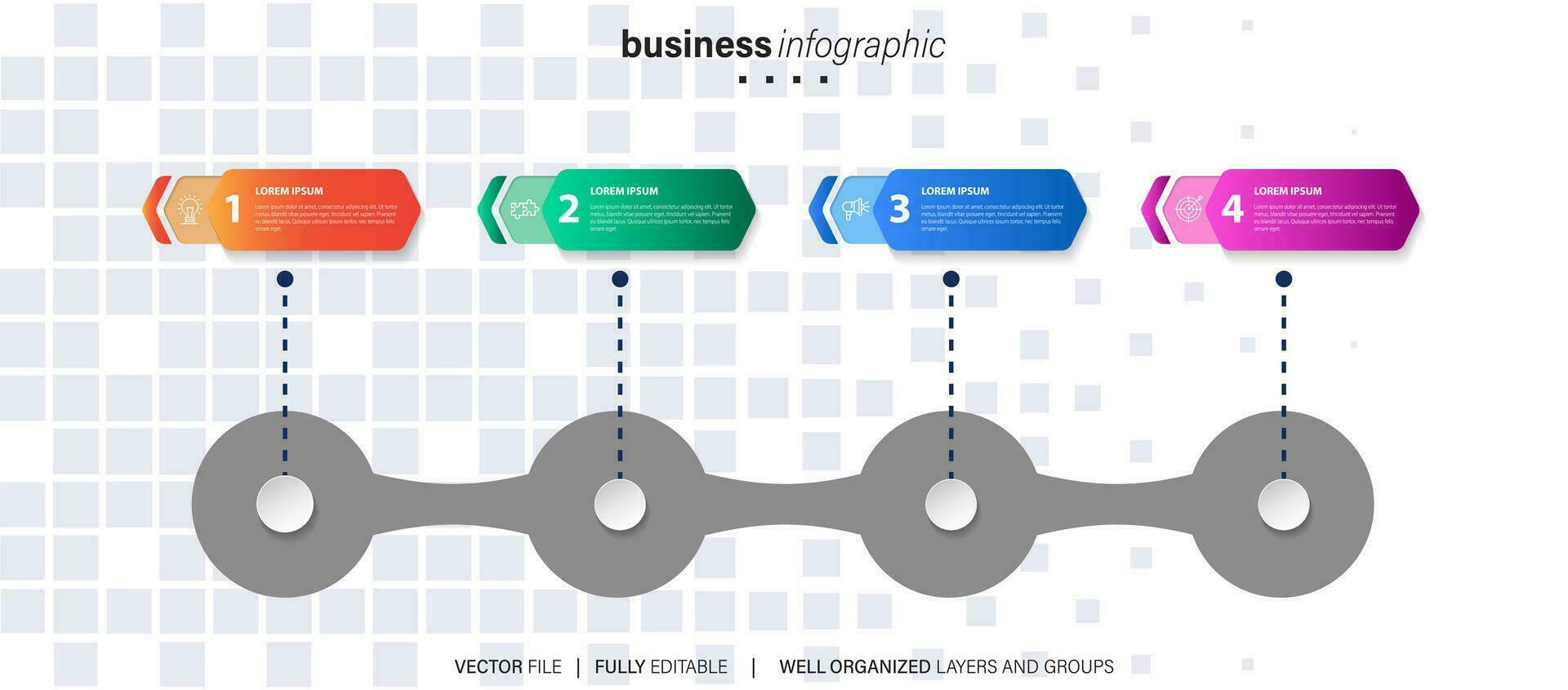 Timeline infographic thin line design with icons. Template for graph, diagram, presentations. Business concept with 4 options. Vector illustration.