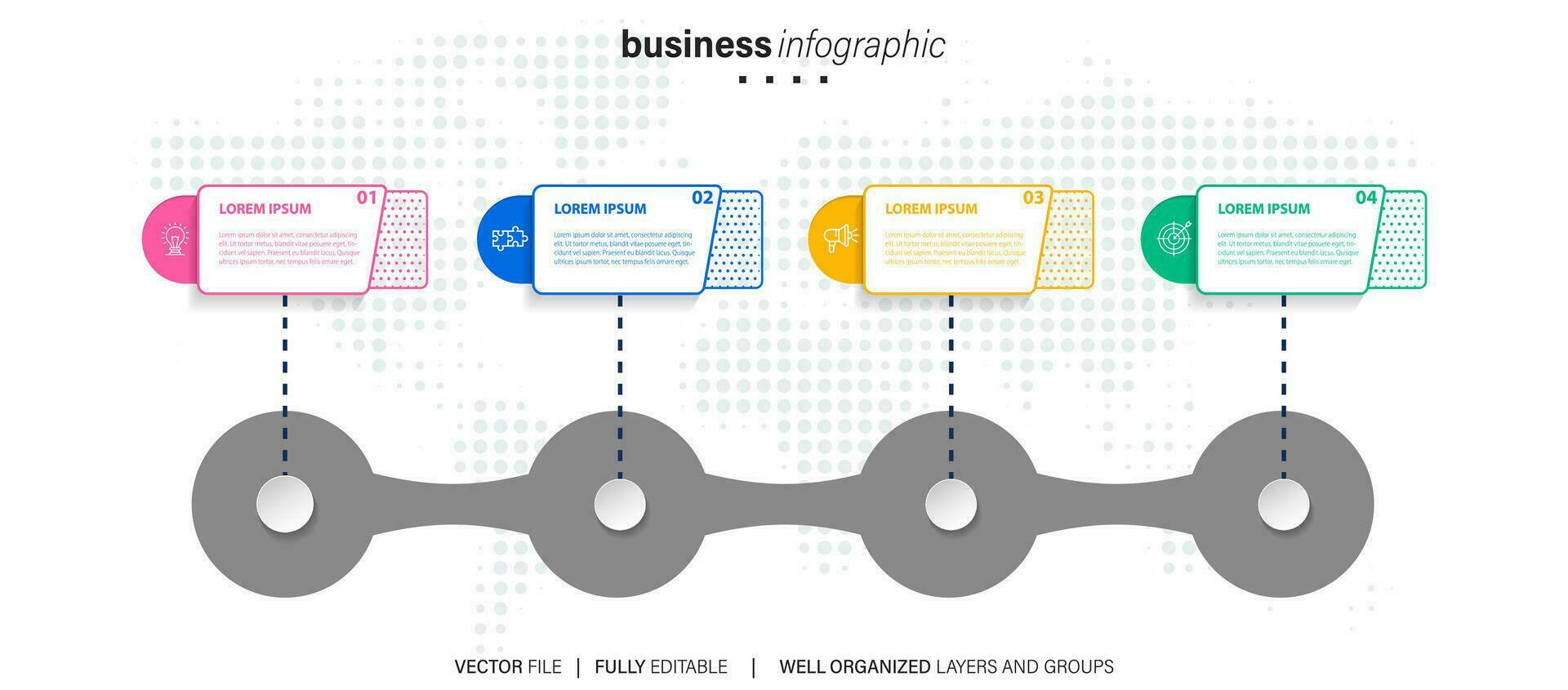 Infographics design template, business concept with 4 steps or options, can be used for workflow layout, diagram, annual report, web design.Creative banner, label vector. vector