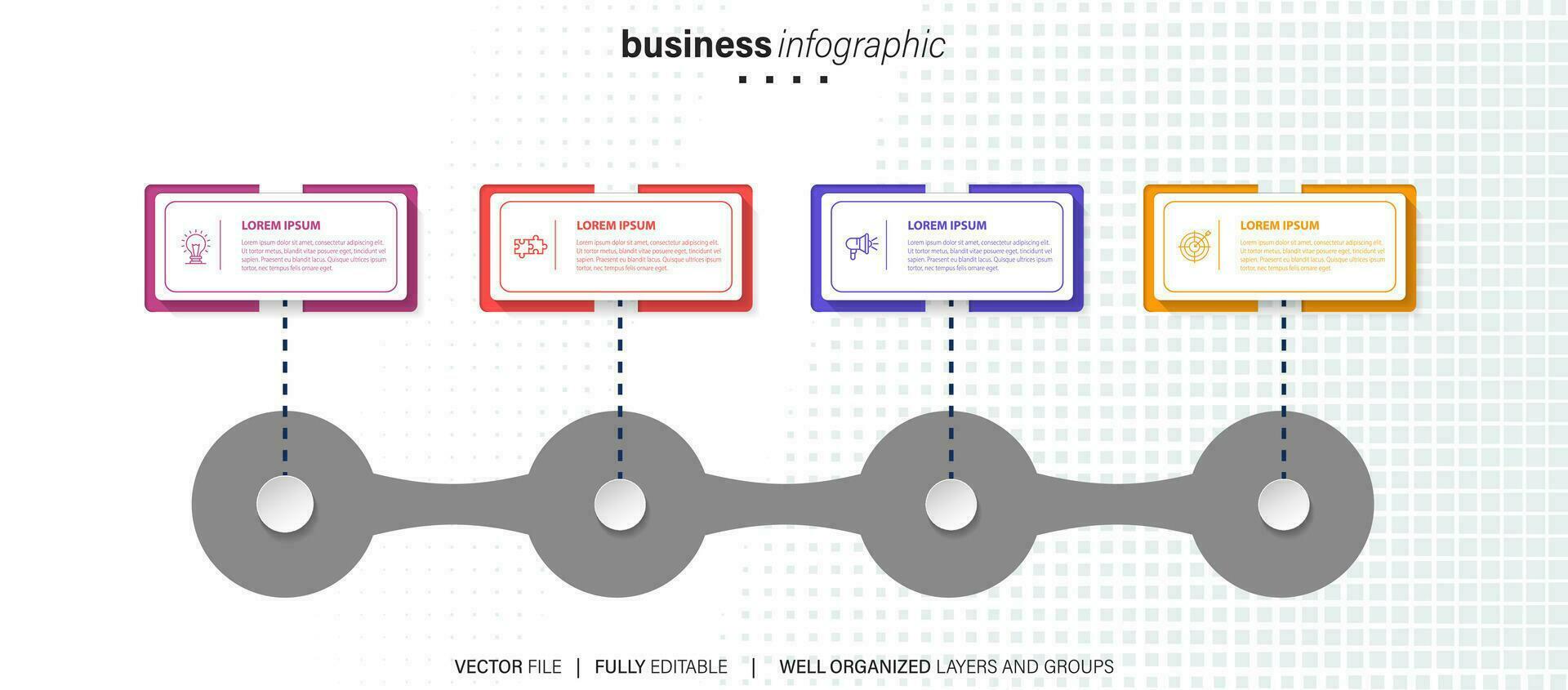 Infographics design template, business concept with 4 steps or options, can be used for workflow layout, diagram, annual report, web design.Creative banner, label vector. vector