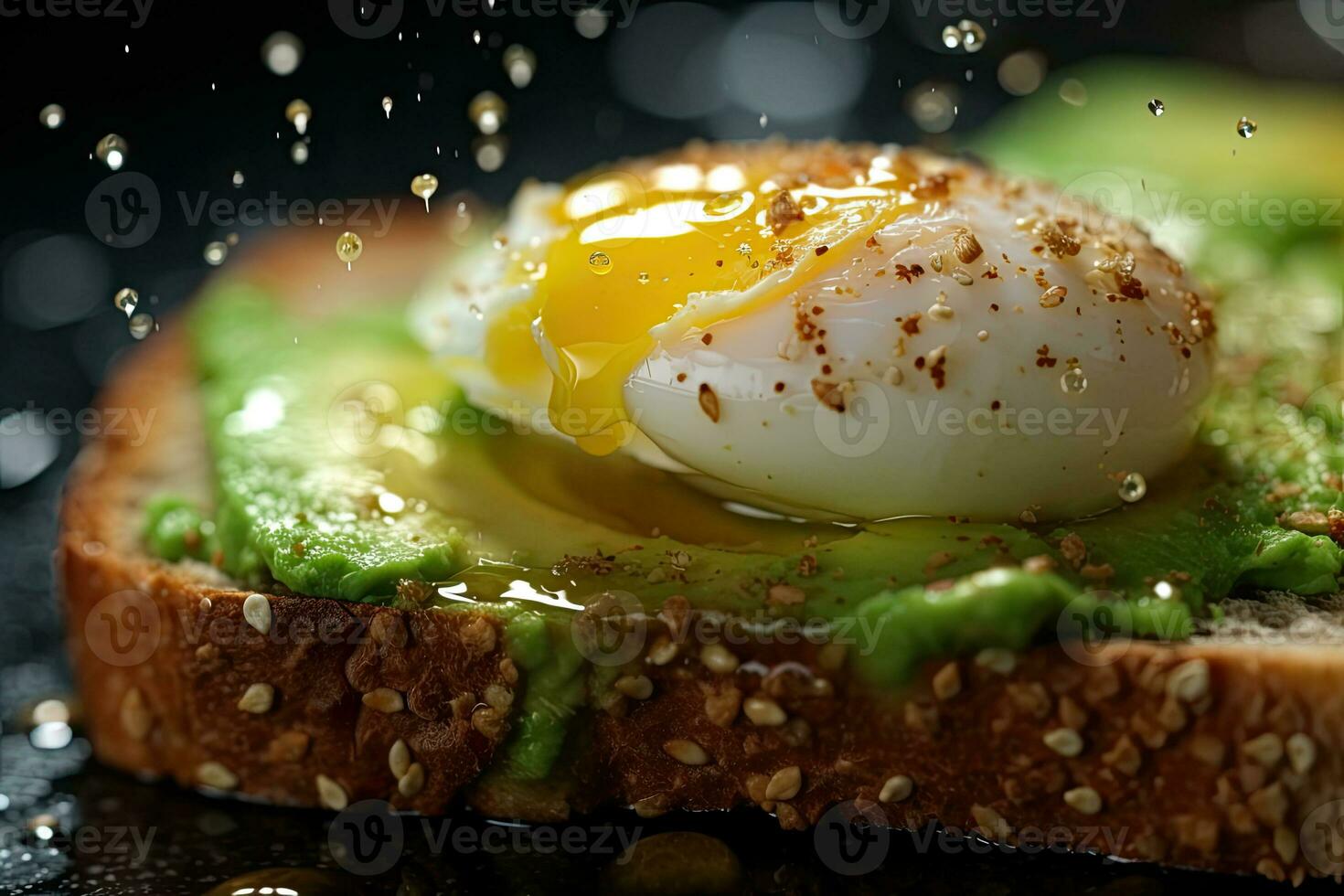 Sliced Avocado toast with sesame seeds on it Generative AI photo