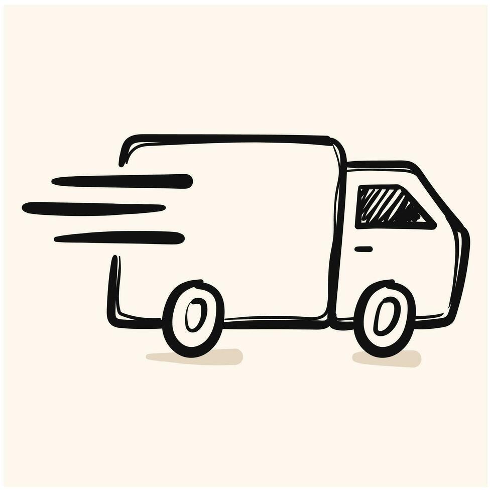Thin line delivery doodle. Delivery doodle with cream background vector