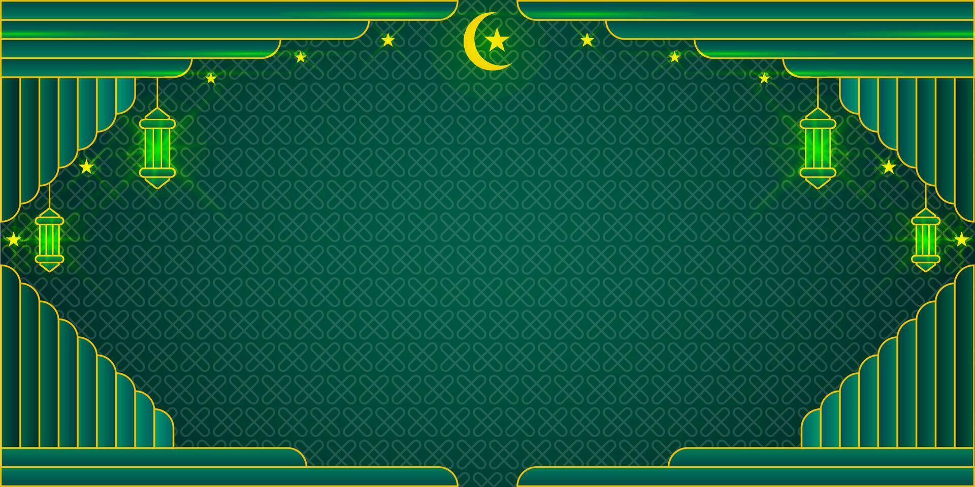 Dark Green Islamic Minimalist Banner Background vector