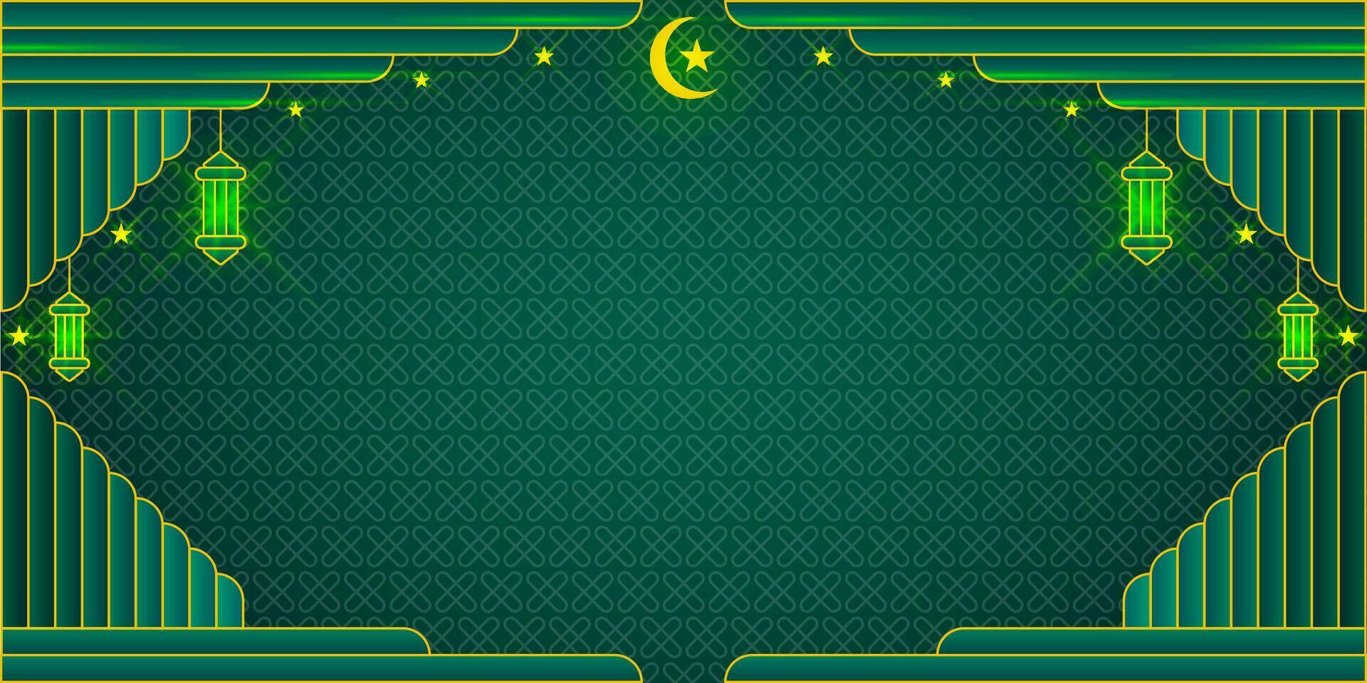 Dark Green Islamic Minimalist Banner Background vector