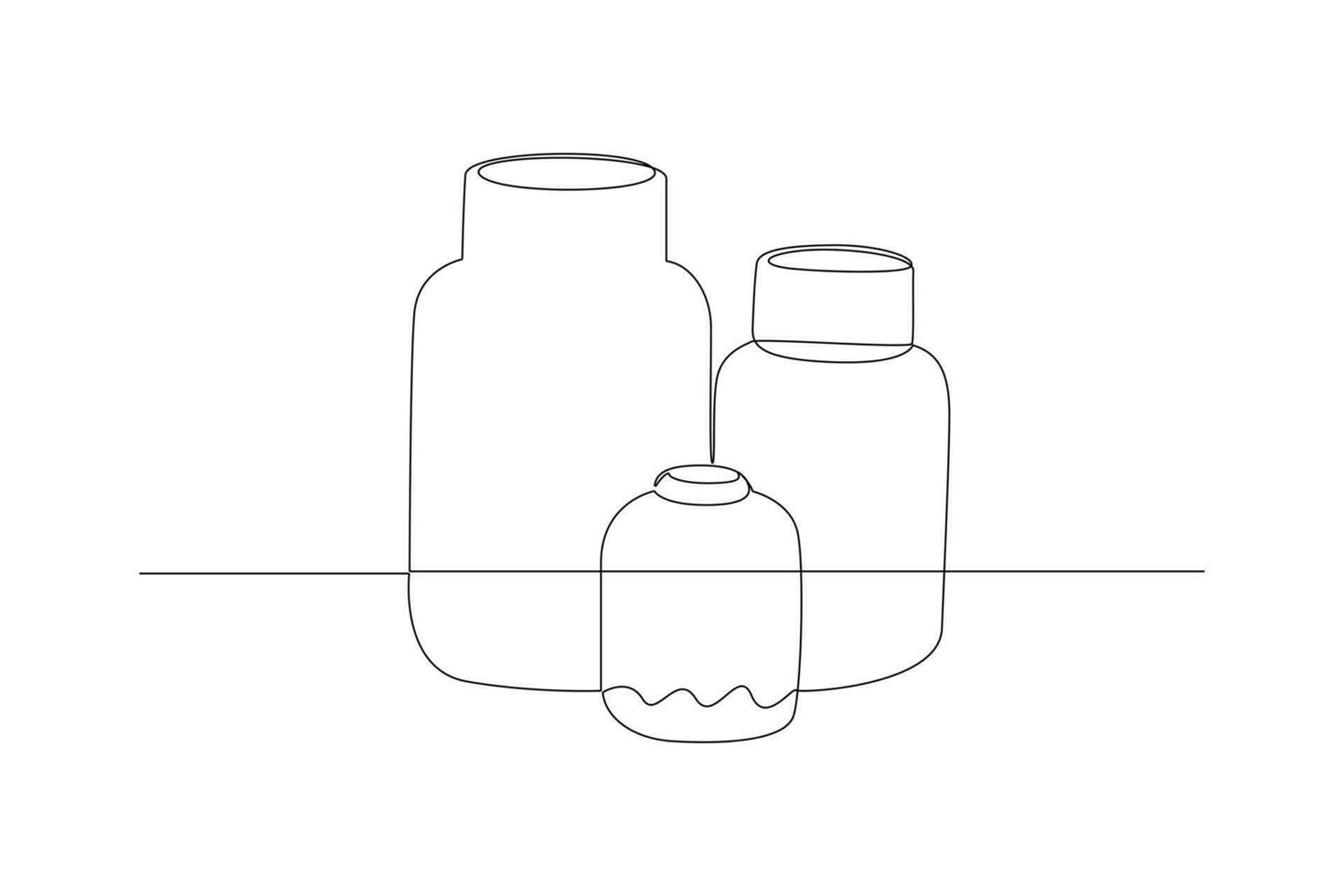 One continuous line drawing of Modern ceramic kitchen utensils concept. Doodle vector illustration in simple linear style.