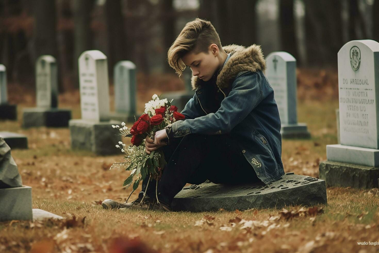sad boy at the funeral ai generated 28619265 Stock Photo at Vecteezy