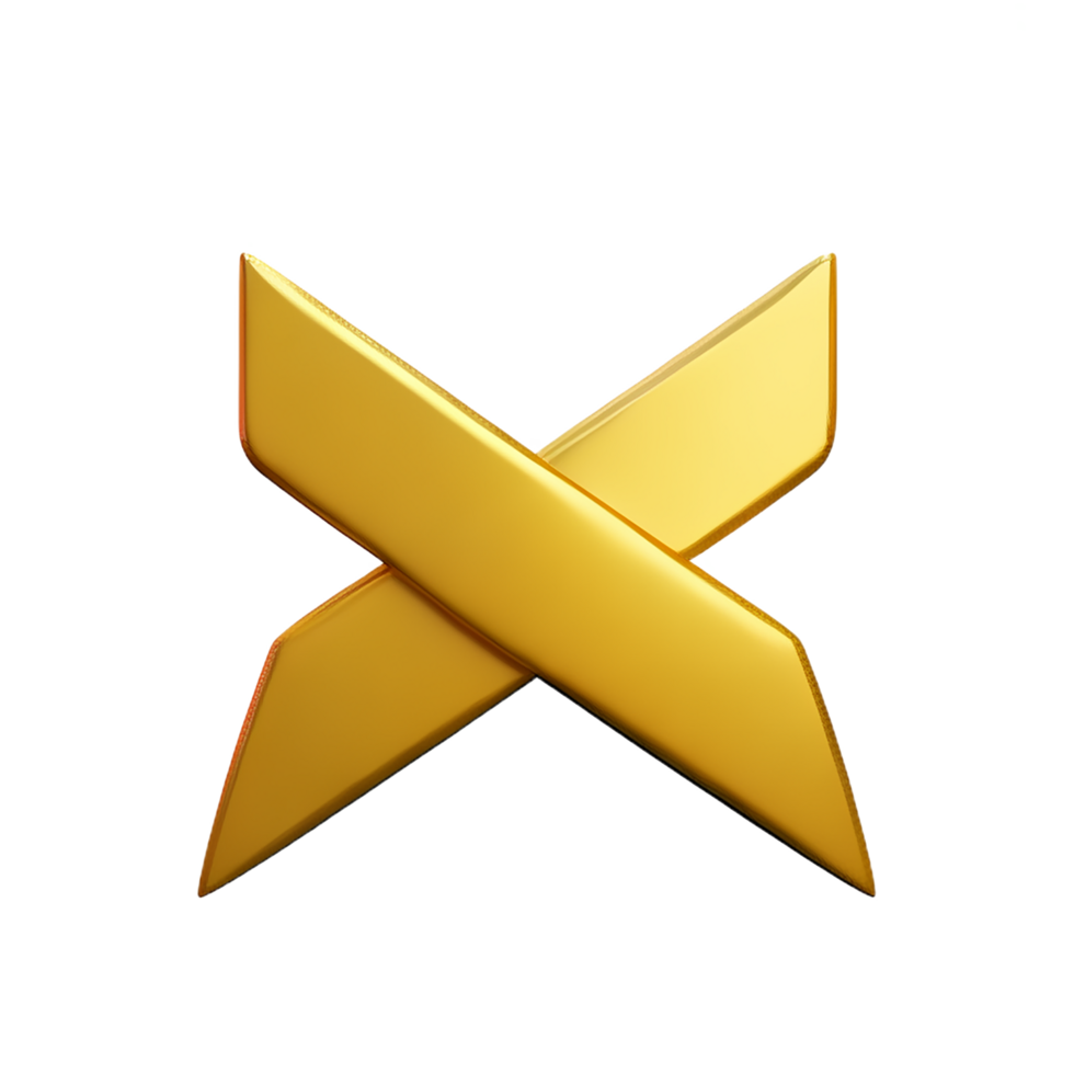 gold ribbon 3d rendering icon illustration png