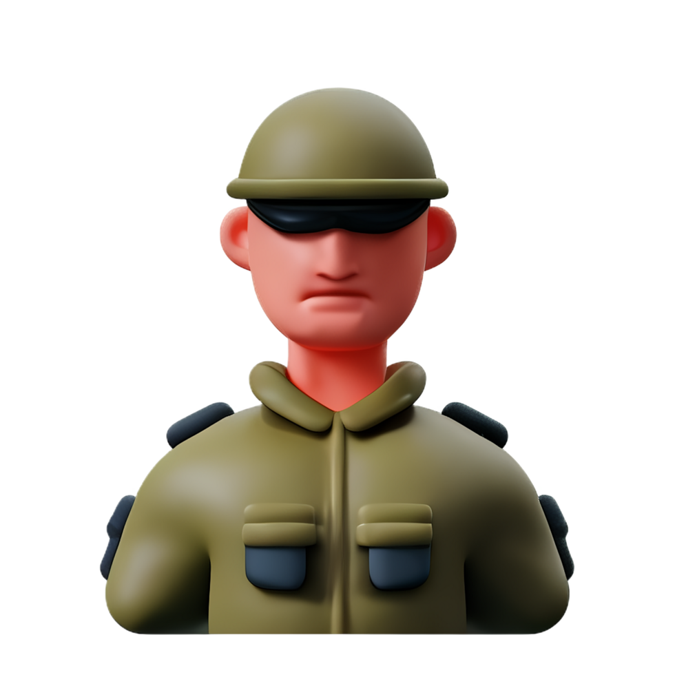 soldado cara 3d representación icono ilustración png