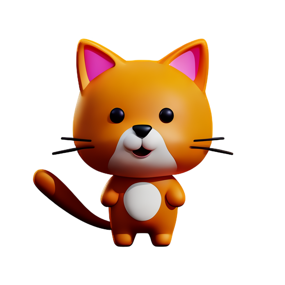 linda gato 3d representación icono ilustración png