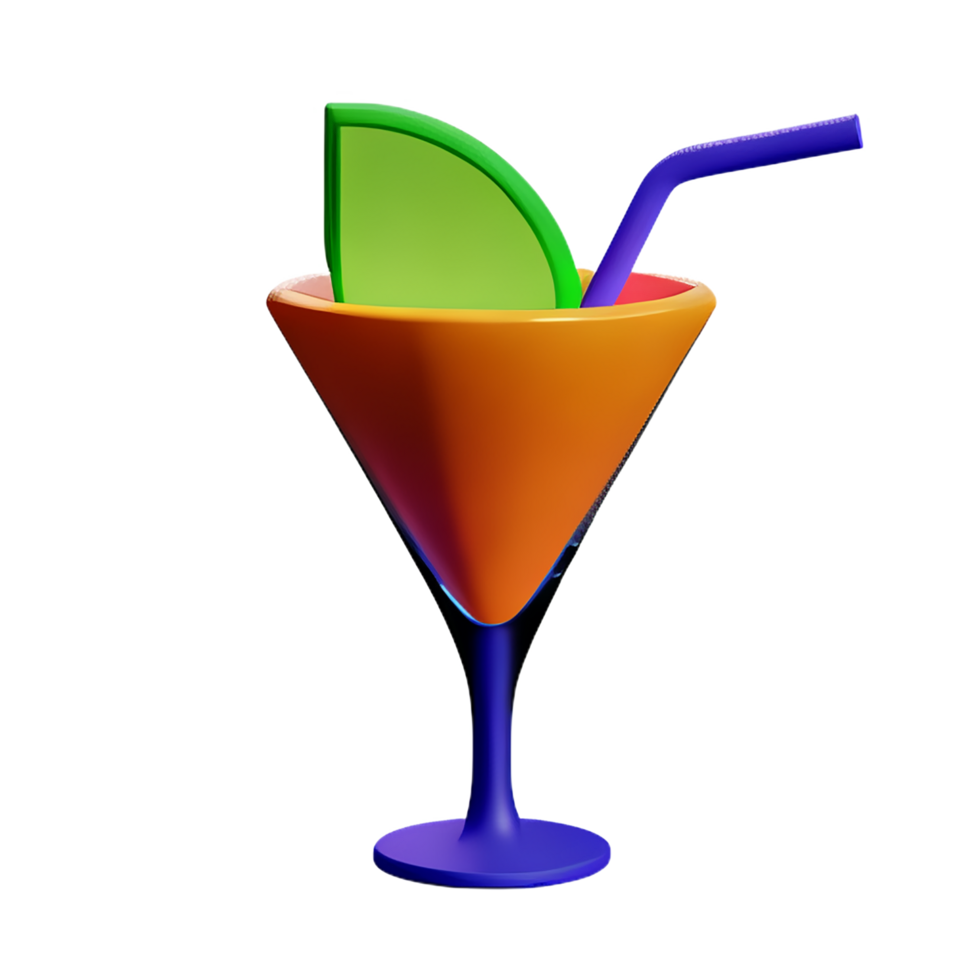 cocktail 3d rendering icon illustration png