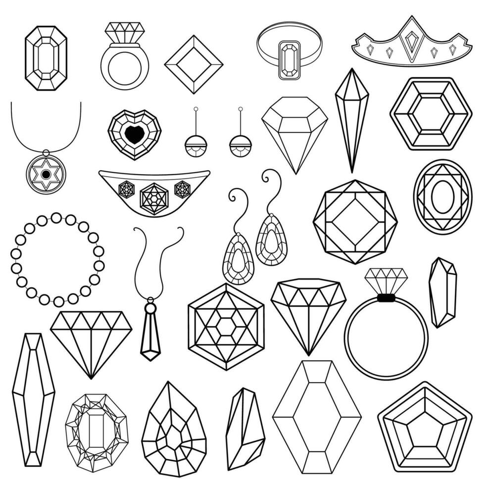 Jewelry line art doodle illustration collections vector