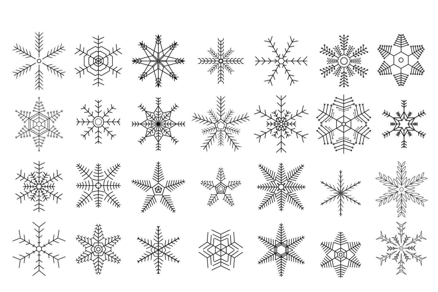 snowflake line art doodle illustration collections vector