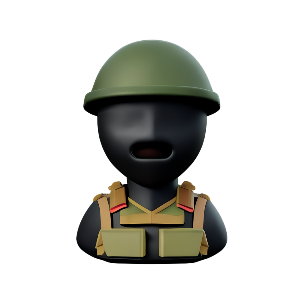 soldier face 3d rendering icon illustration png