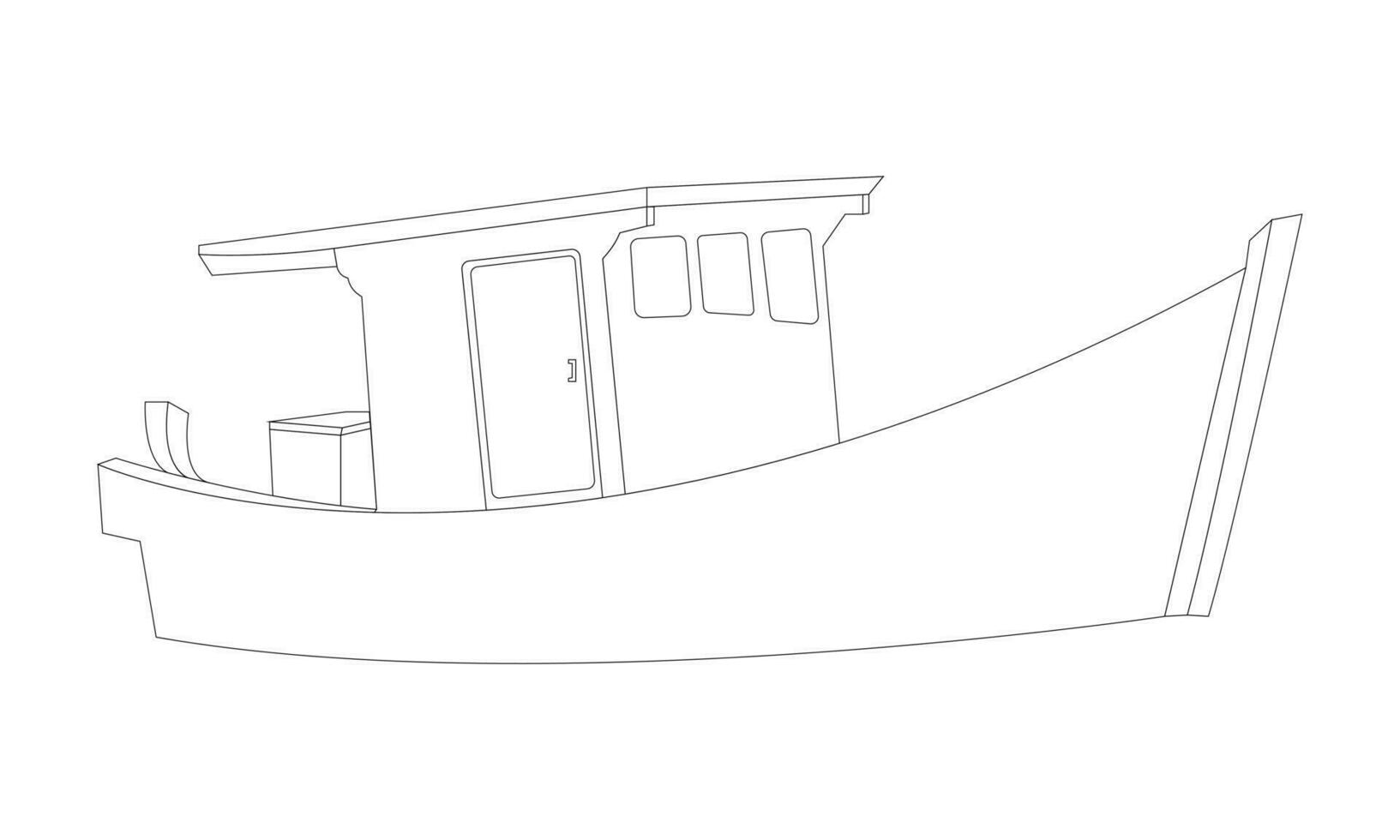 outline of a fishing boat on a white background vector