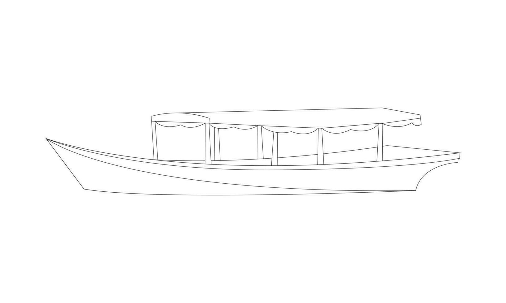 outline of a fishing boat on a white background vector