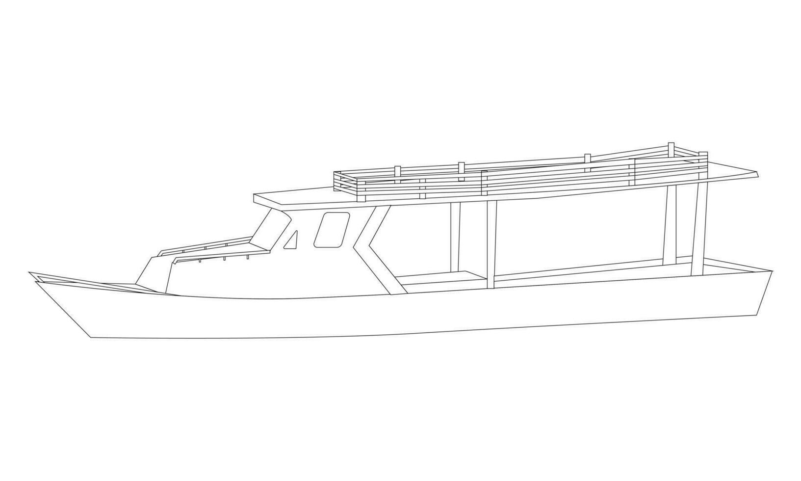 outline of a fishing boat on a white background vector