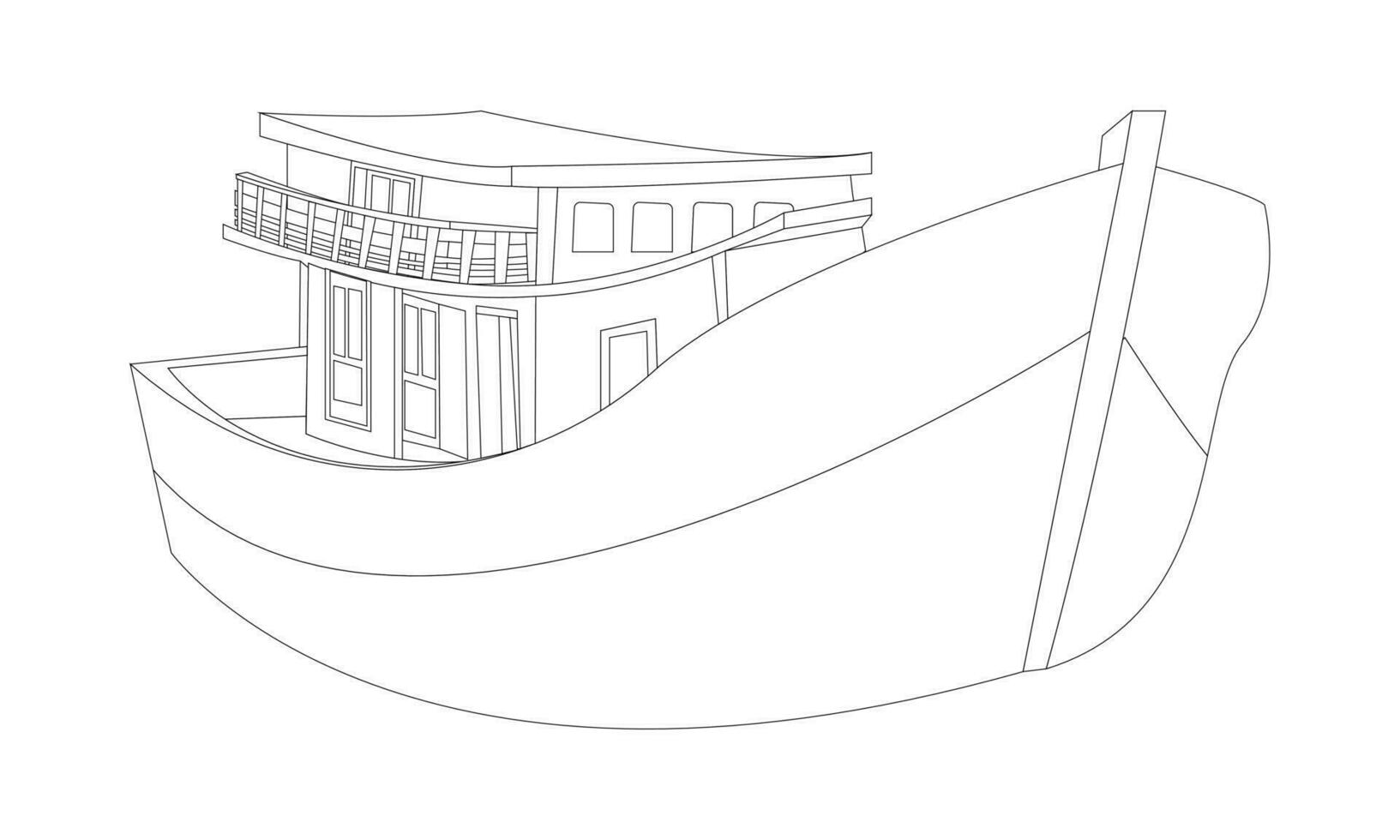 outline of a fishing boat on a white background vector