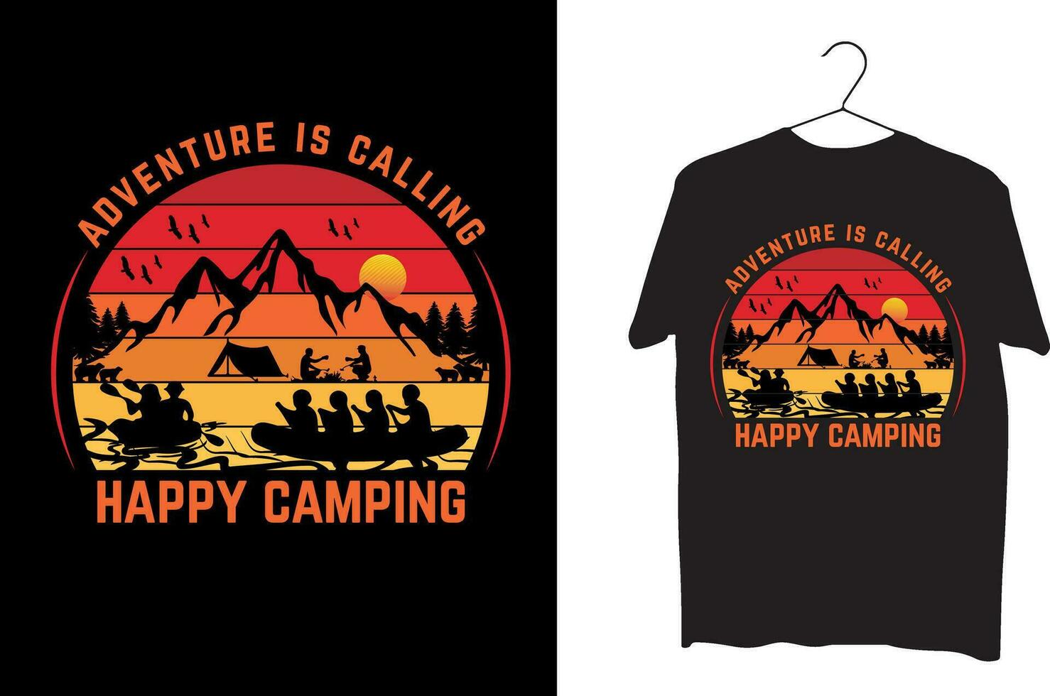 Adventure is calling happy camping t-shirt design vector