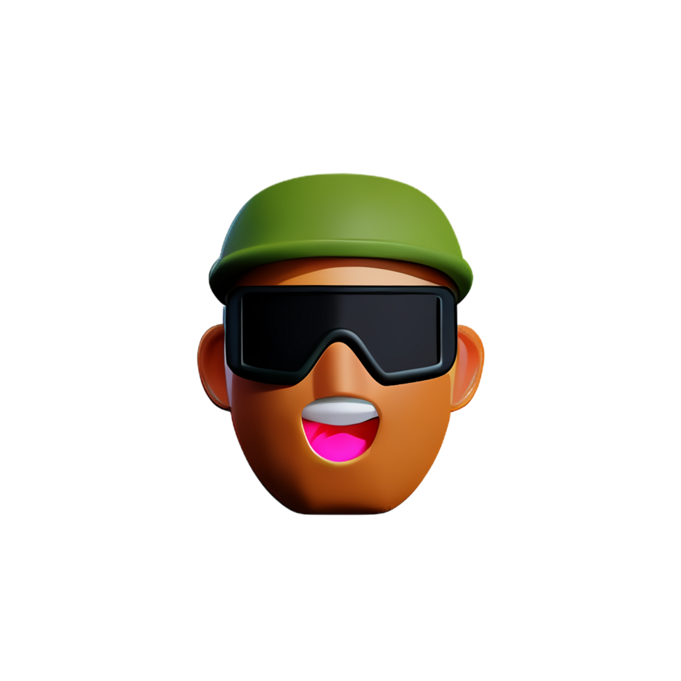 soldado cara 3d representación icono ilustración png