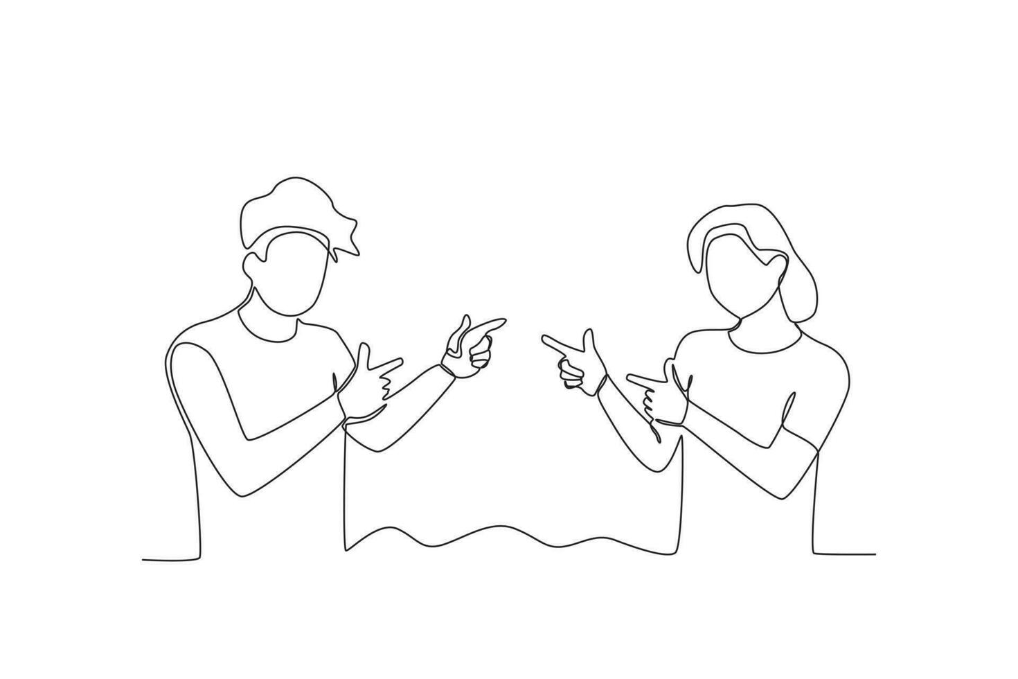 Single continuous line drawing of two friends who support each other vector