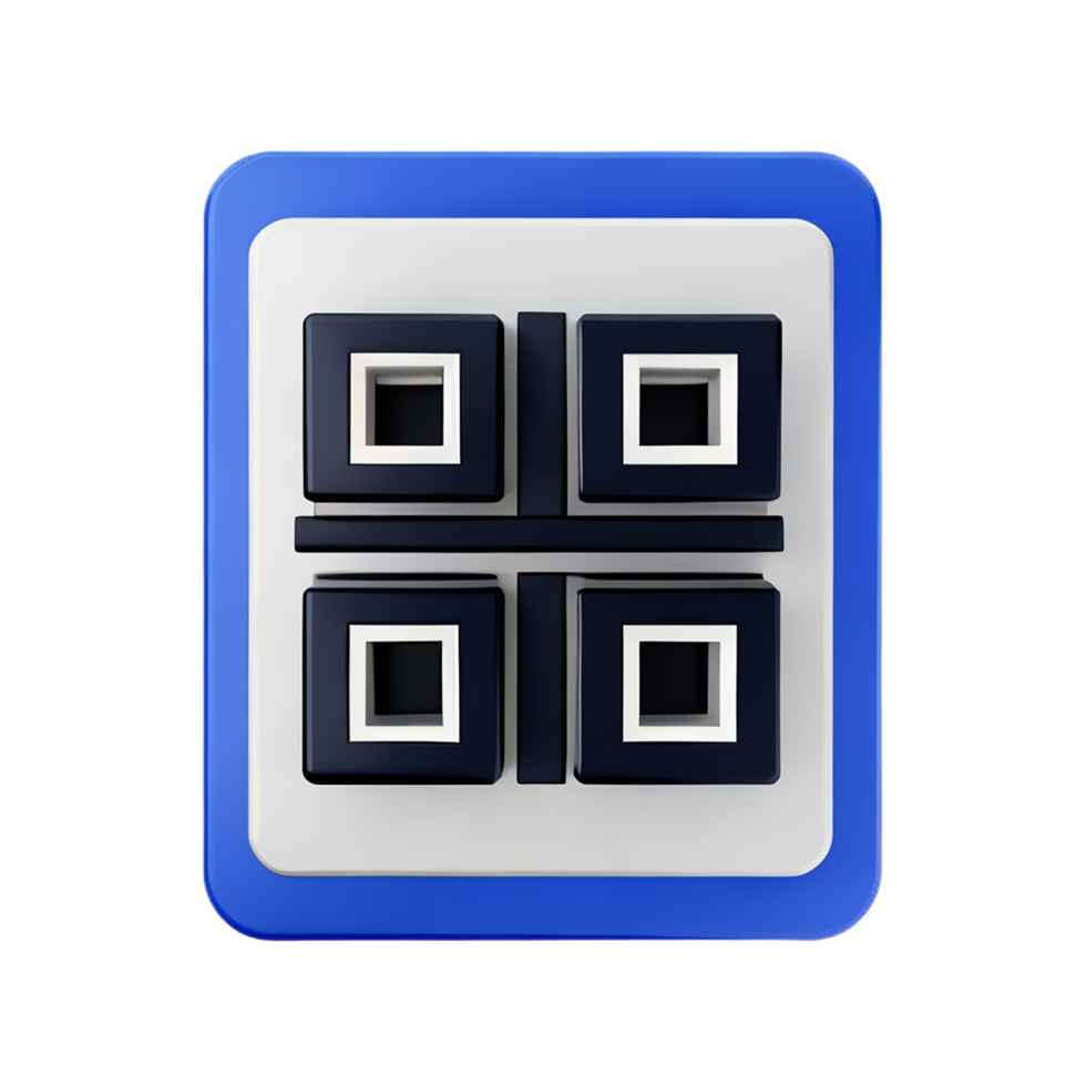 qr código 3d representación icono ilustración png