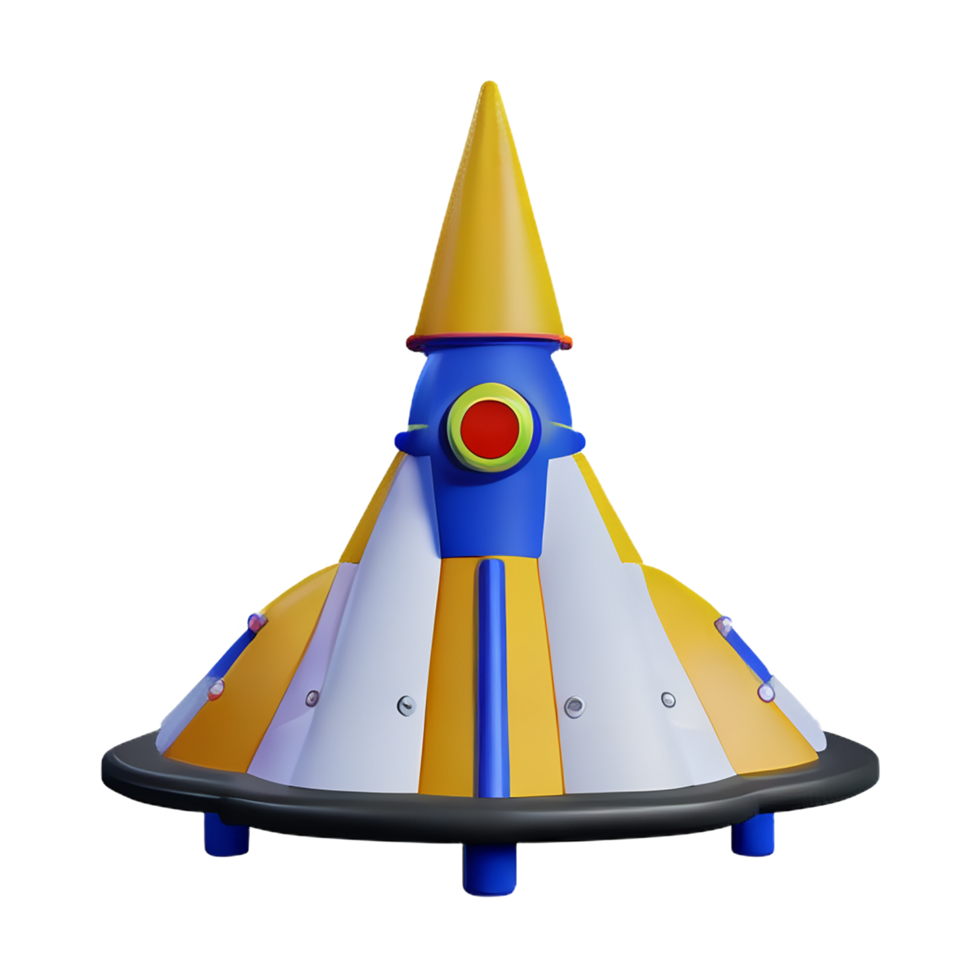 spaceship 3d rendering icon illustration png