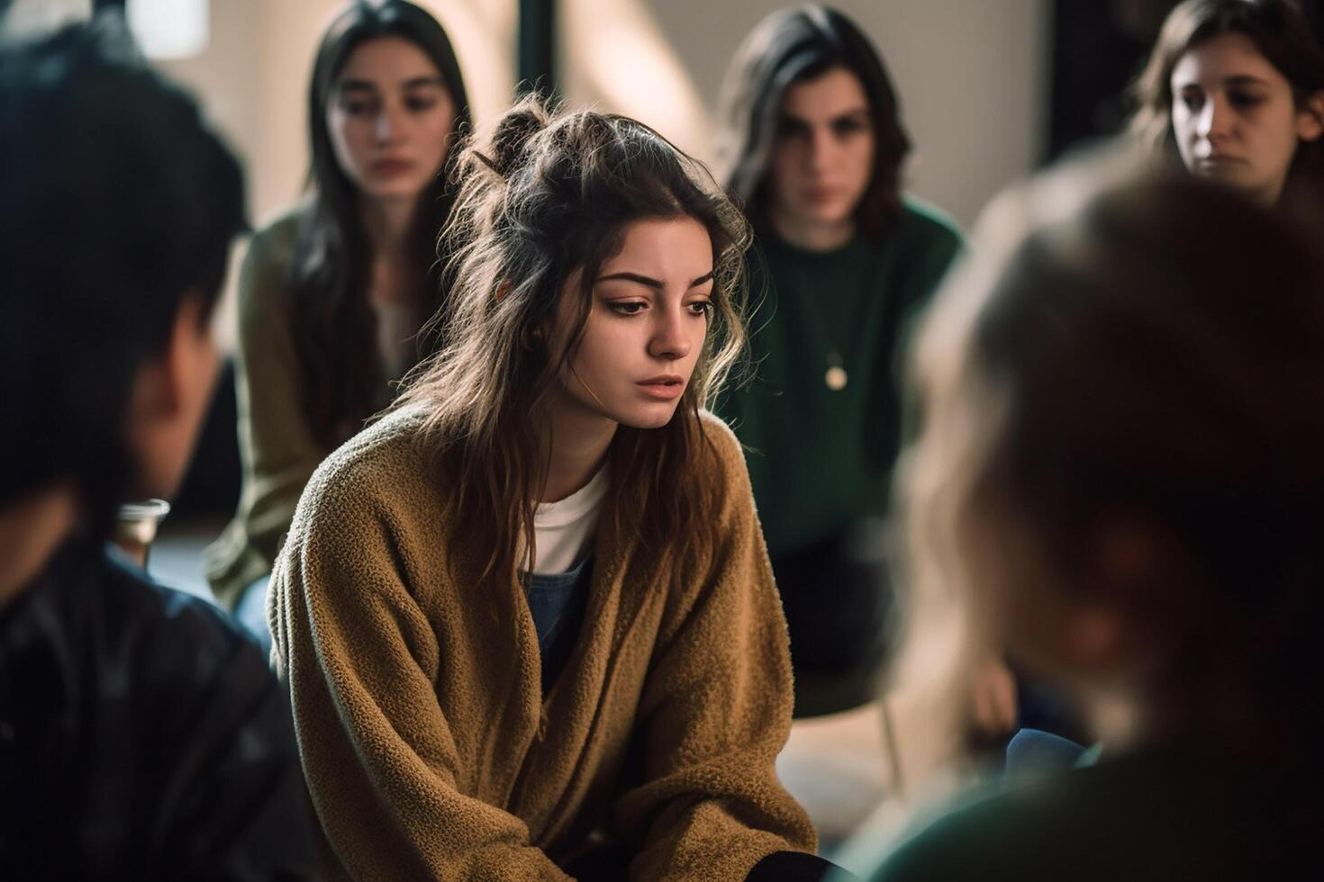 depressed women in a support group photo
