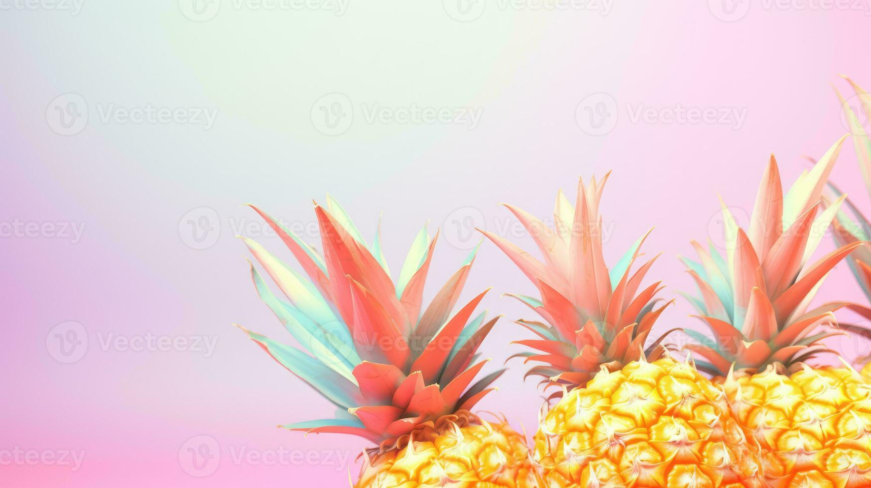 Minimal pastel background with pineapples. Generative AI photo